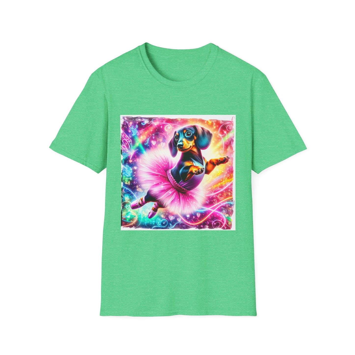 Dachshund pretty ballerina t shirt T-Shirt Printify S Heather Irish Green