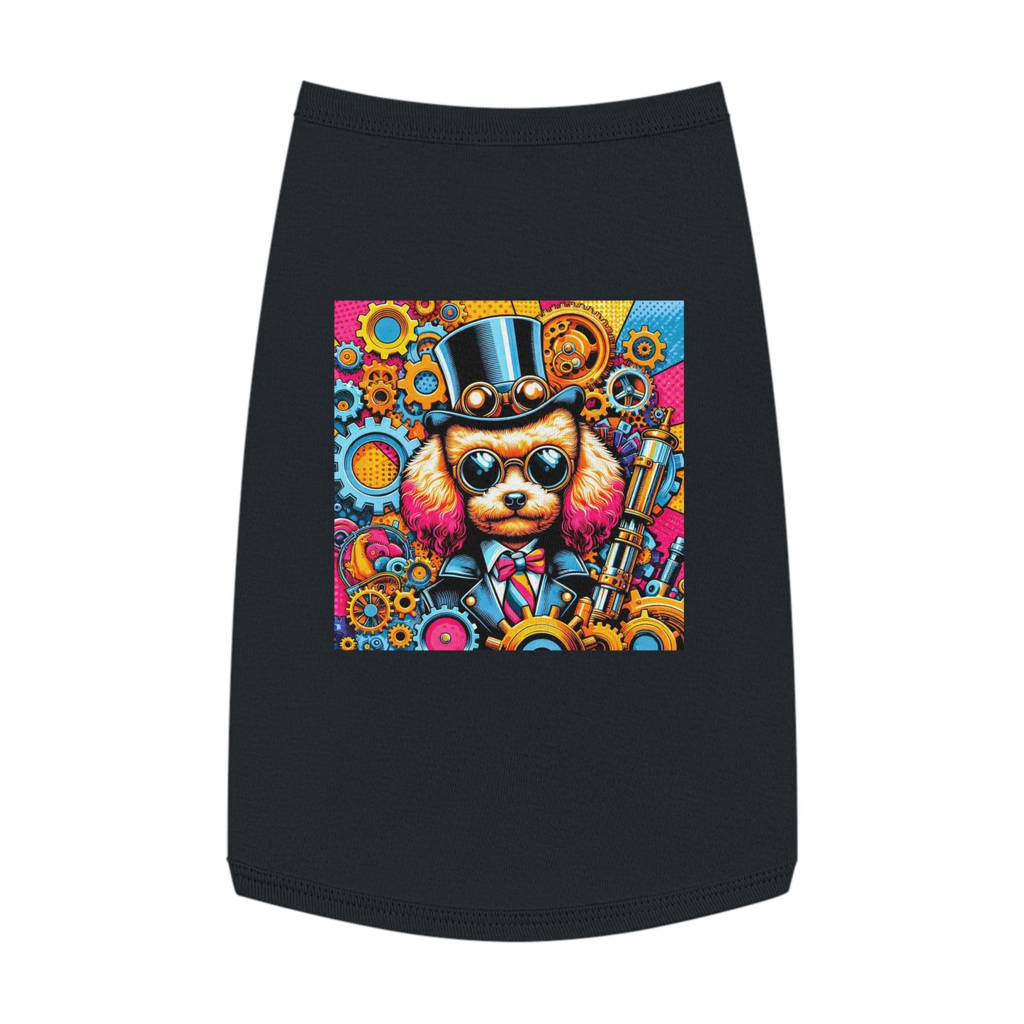 Pet Tank Top Poodle colorful gears Pets Printify L Black