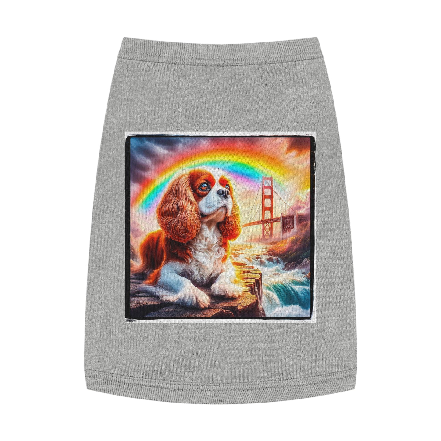 Pet Tank Top Cavalier King Charles Spaniel Rainbow bridge T Shirt Pets Printify M Heather