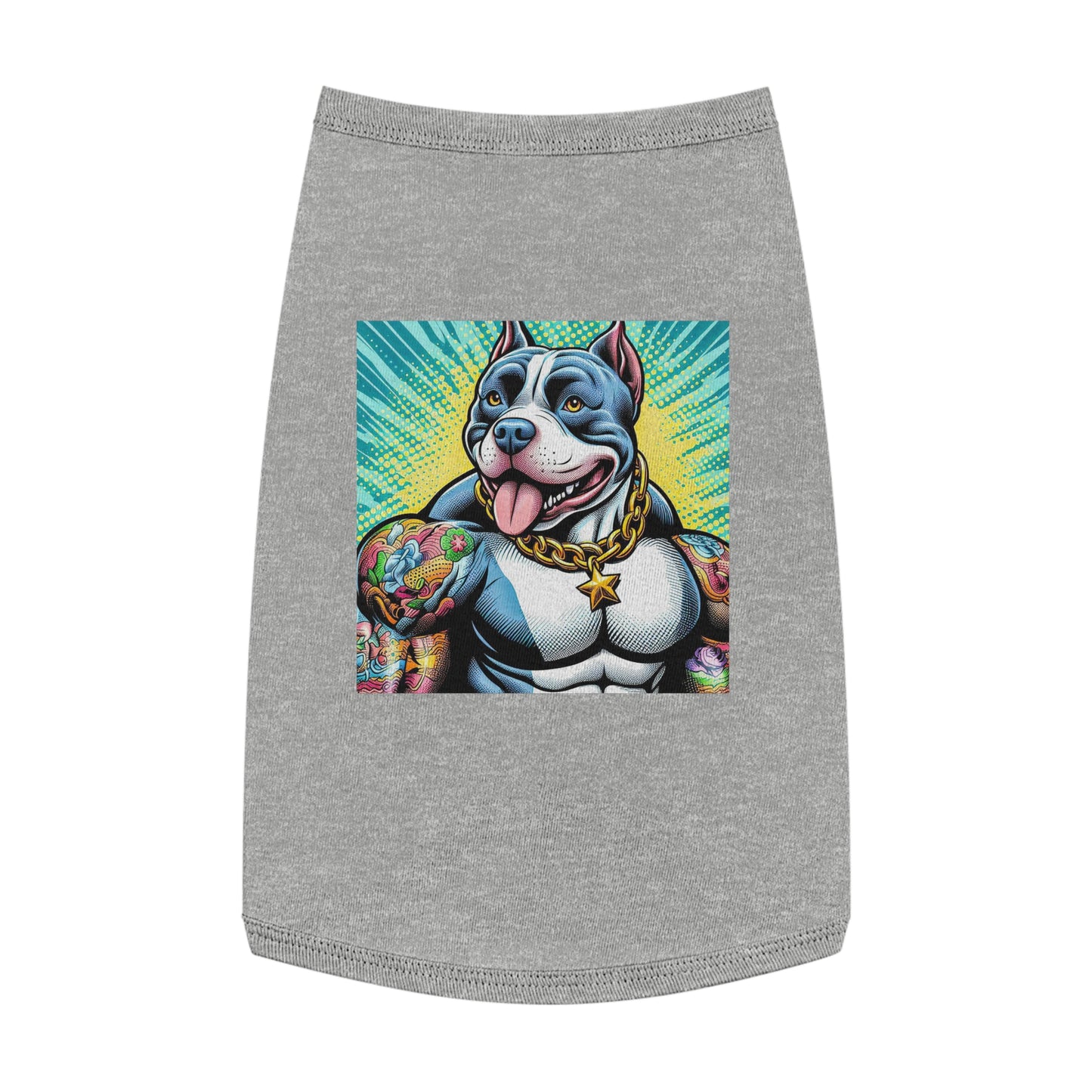 Pet Tank Top Pit Bull huge muscles shirt Pets Printify L Heather