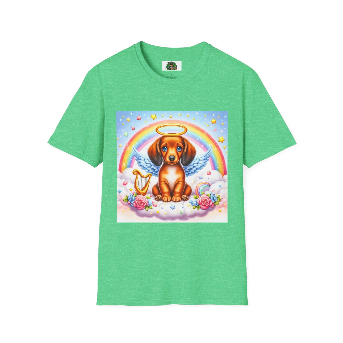 Dachshund glowing angel t shirt T-Shirt Printify Heather Irish Green S