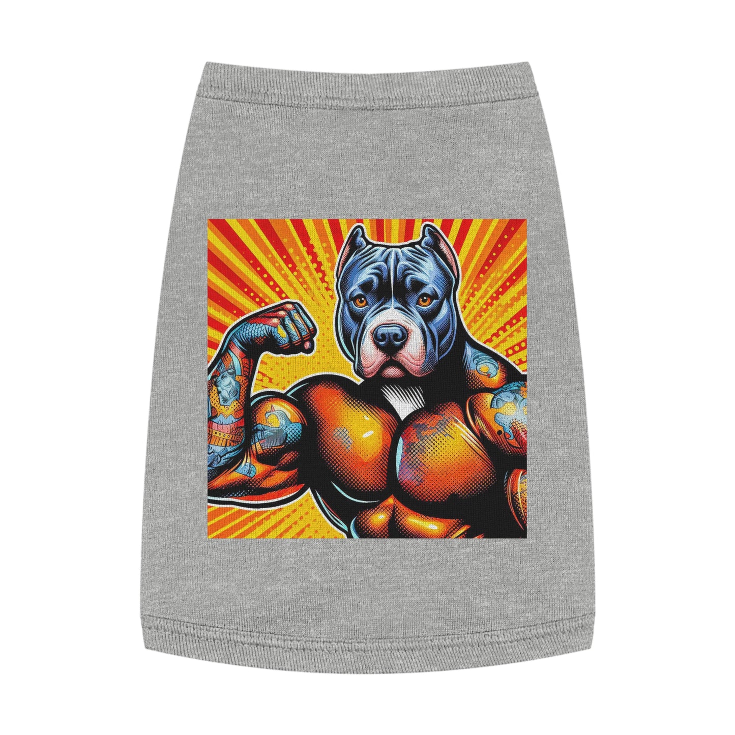 Pet Tank Top Pit Bull arm flexing Pets Printify M Heather