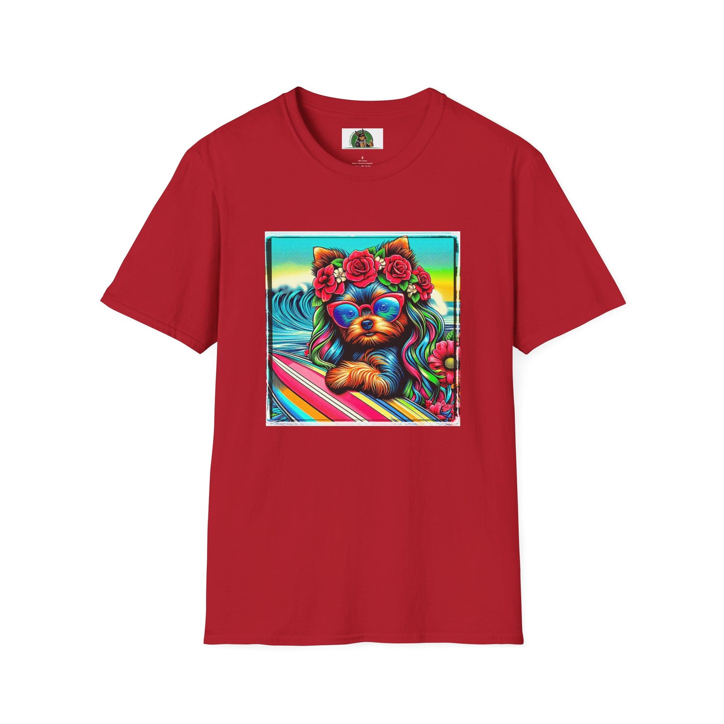 Yorkie flower girl shirt T-Shirt Printify S Cherry Red