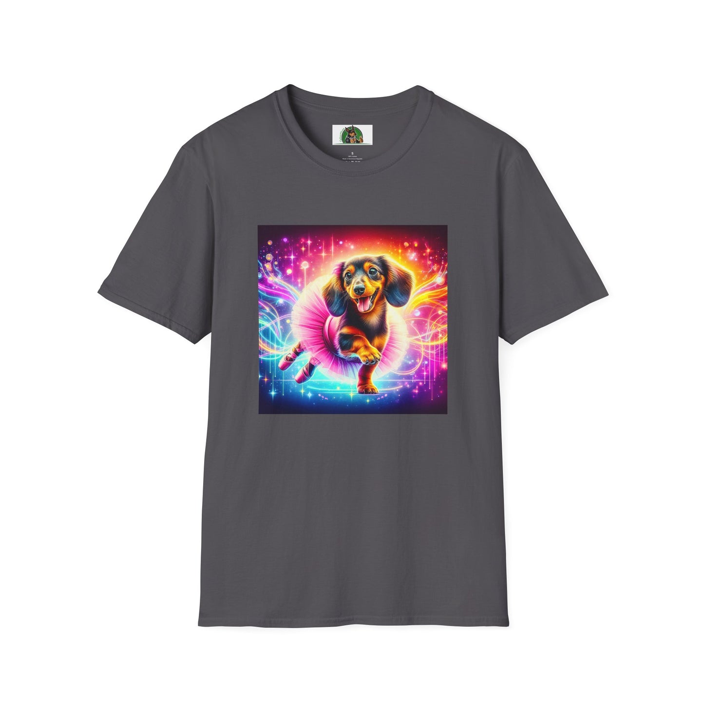 Dachshund dancing ballerina t shirt T-Shirt Printify S Charcoal