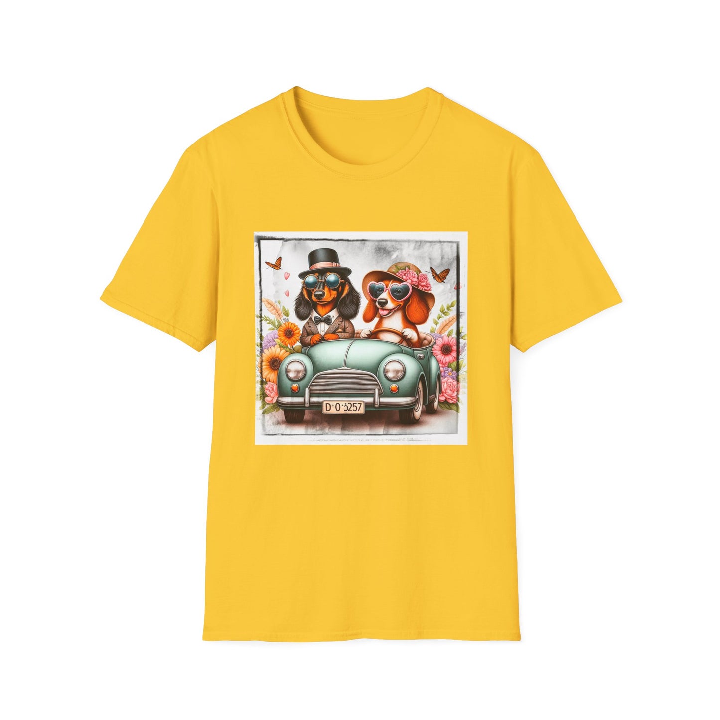 Wacky Dachshund car driving t shirt T-Shirt Printify S Daisy