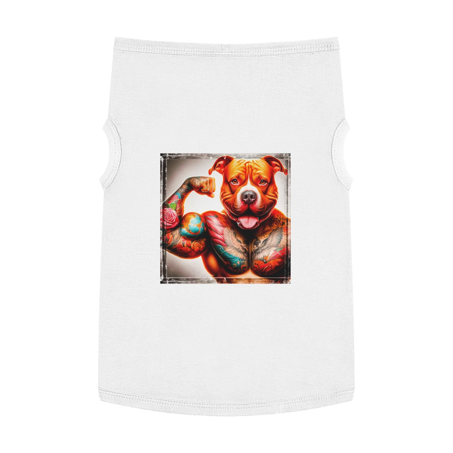 Pet Tank Top Pit Bull arm muscles Pets Printify XL White