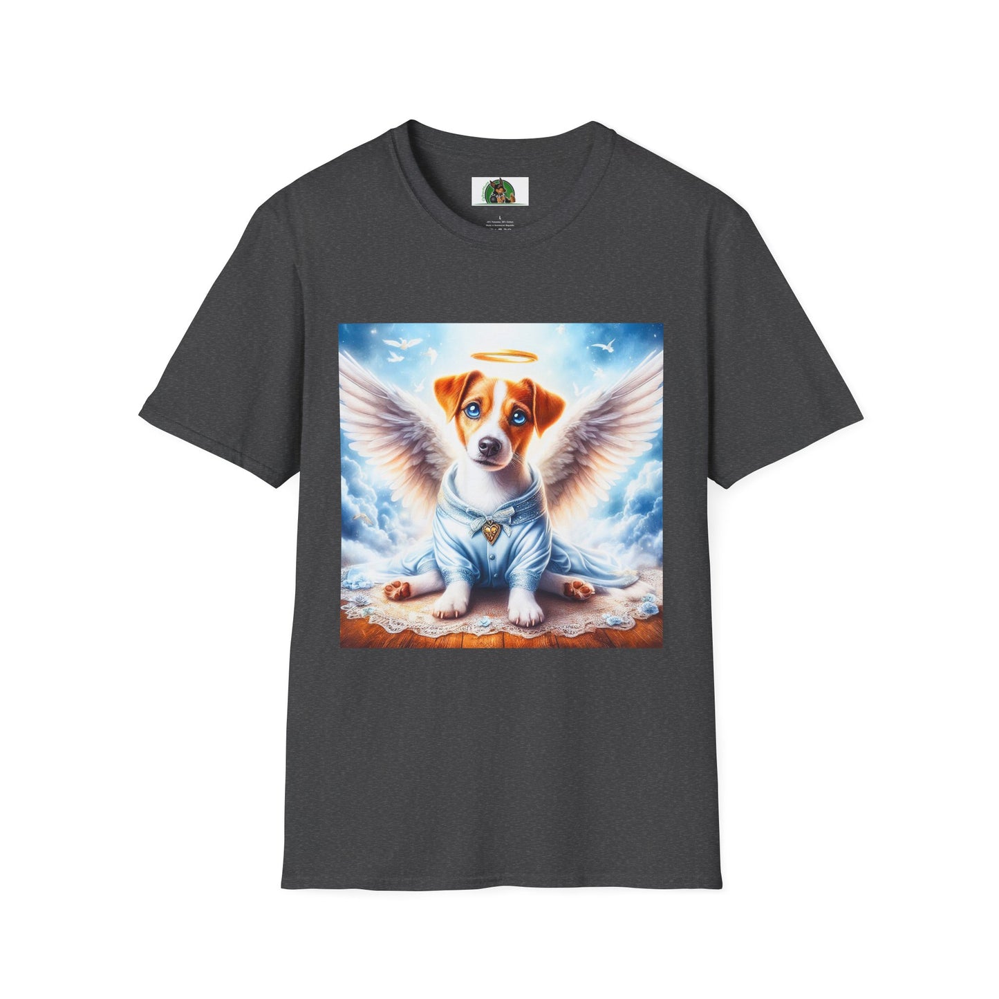 Jack Russell Pajama Puppy Angel T-Shirt Printify S Dark Heather