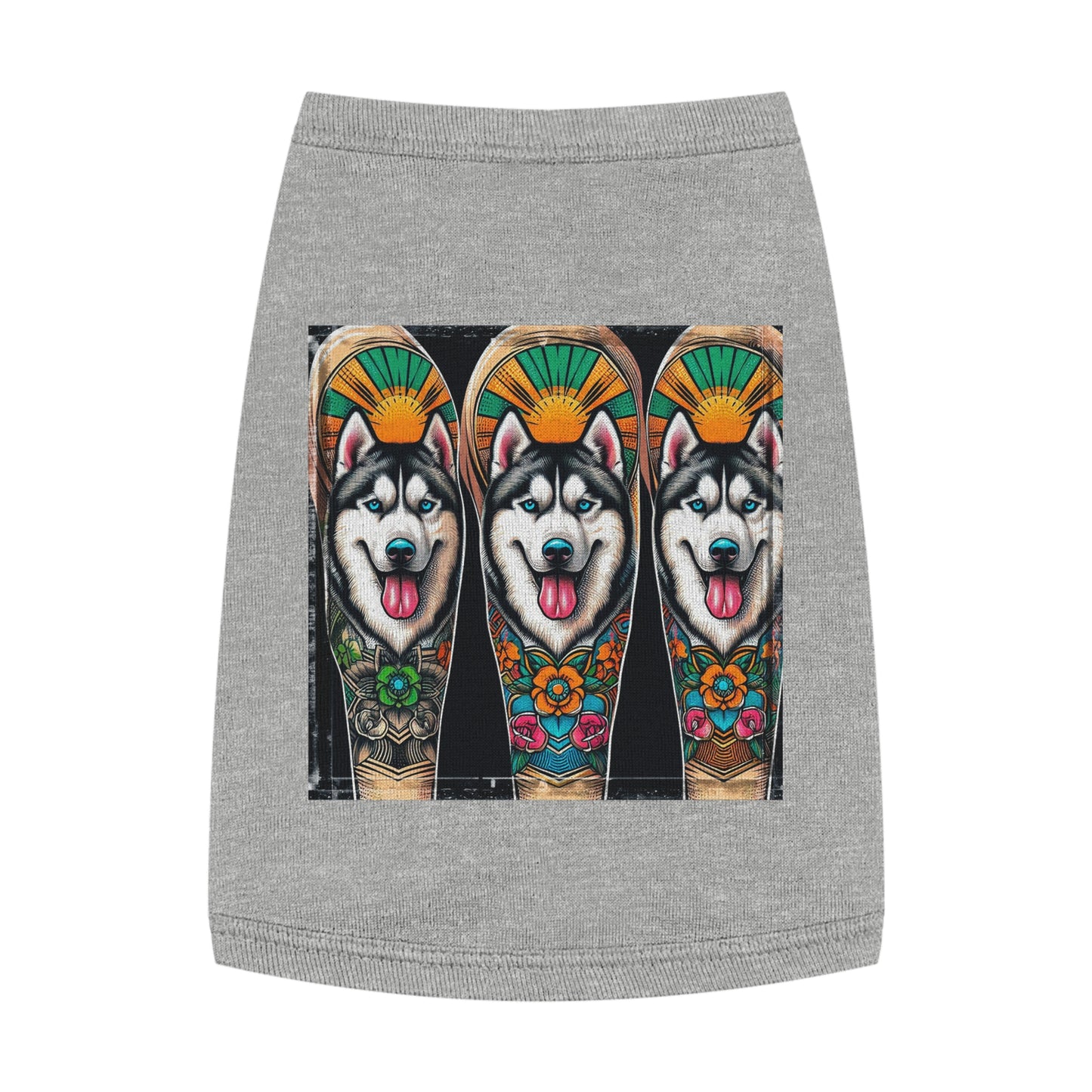 Pet Tank Top Husky fun tattoo Pets Printify M Heather
