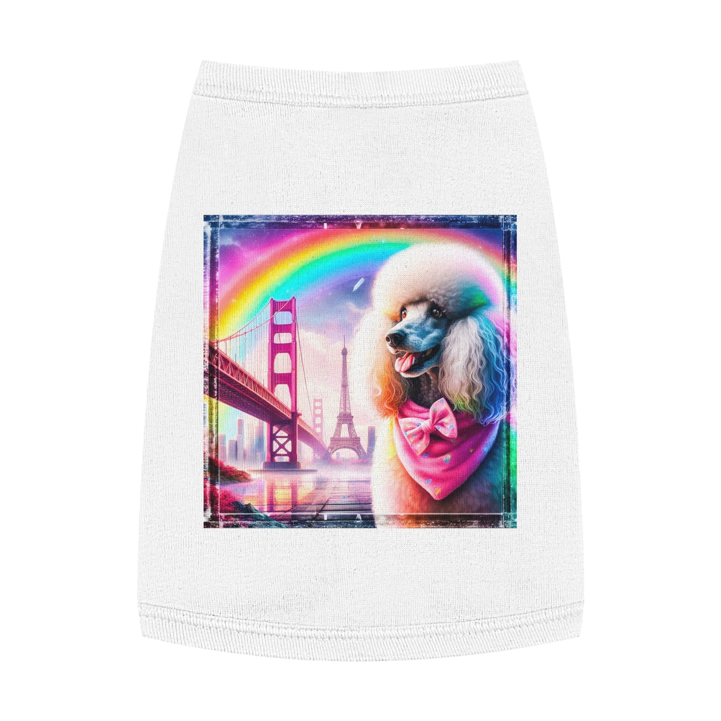 Pet Tank Top Poodle pink bridge shirt Pets Printify M White