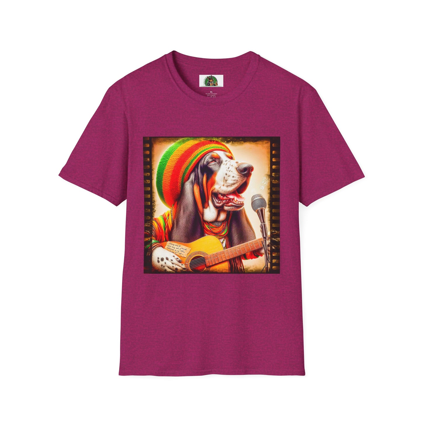 Basset Hound Playing Guitar Singing T-Shirt Printify S Antique Heliconia