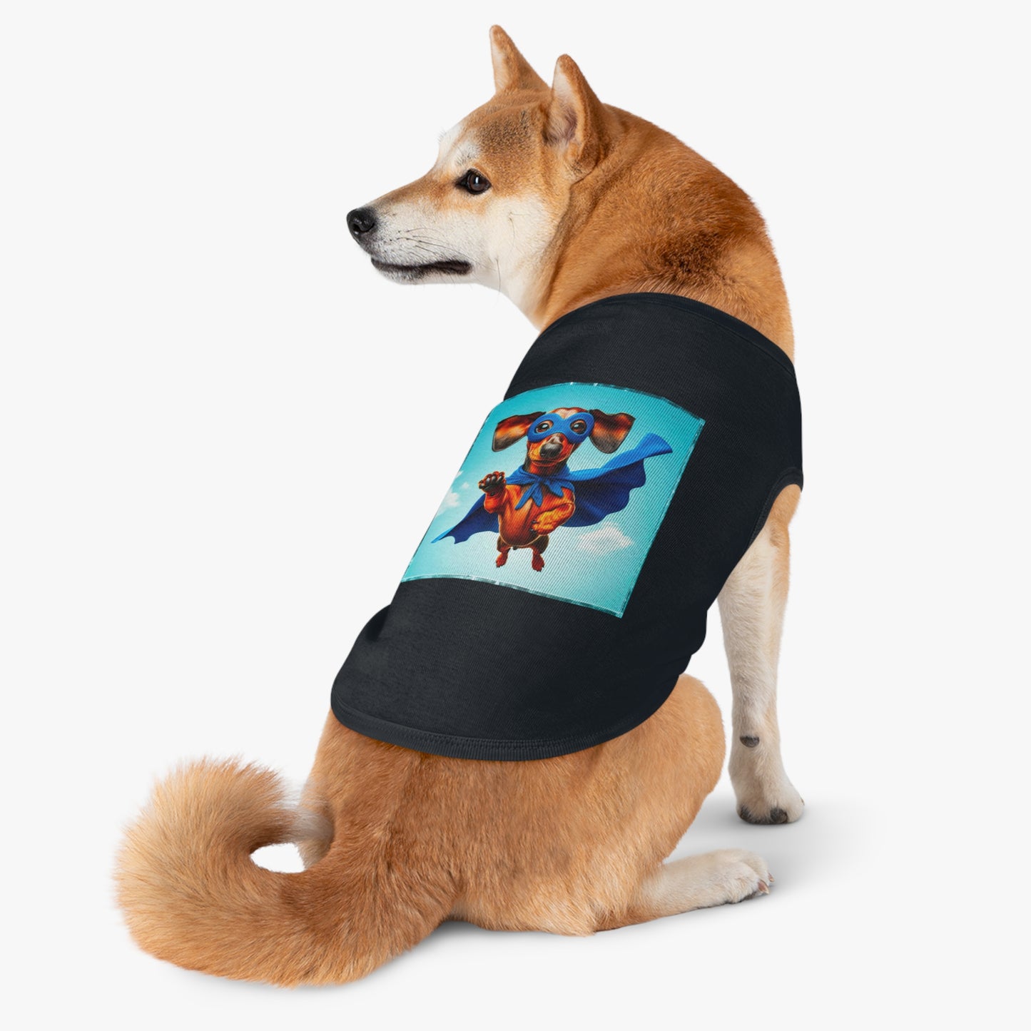 Pet Tank Top Dachshund flying high t shirt Pets Printify