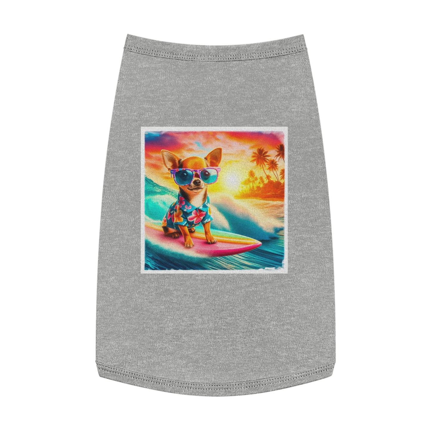 Pet Tank Top Chihuahua colorful waves t shirt Pets Printify L Heather