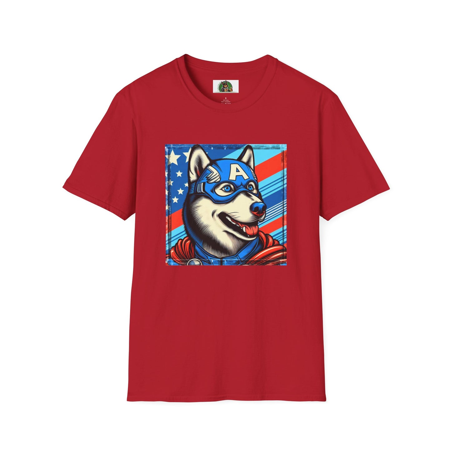 Husky super hero shirt T-Shirt Printify S Cherry Red