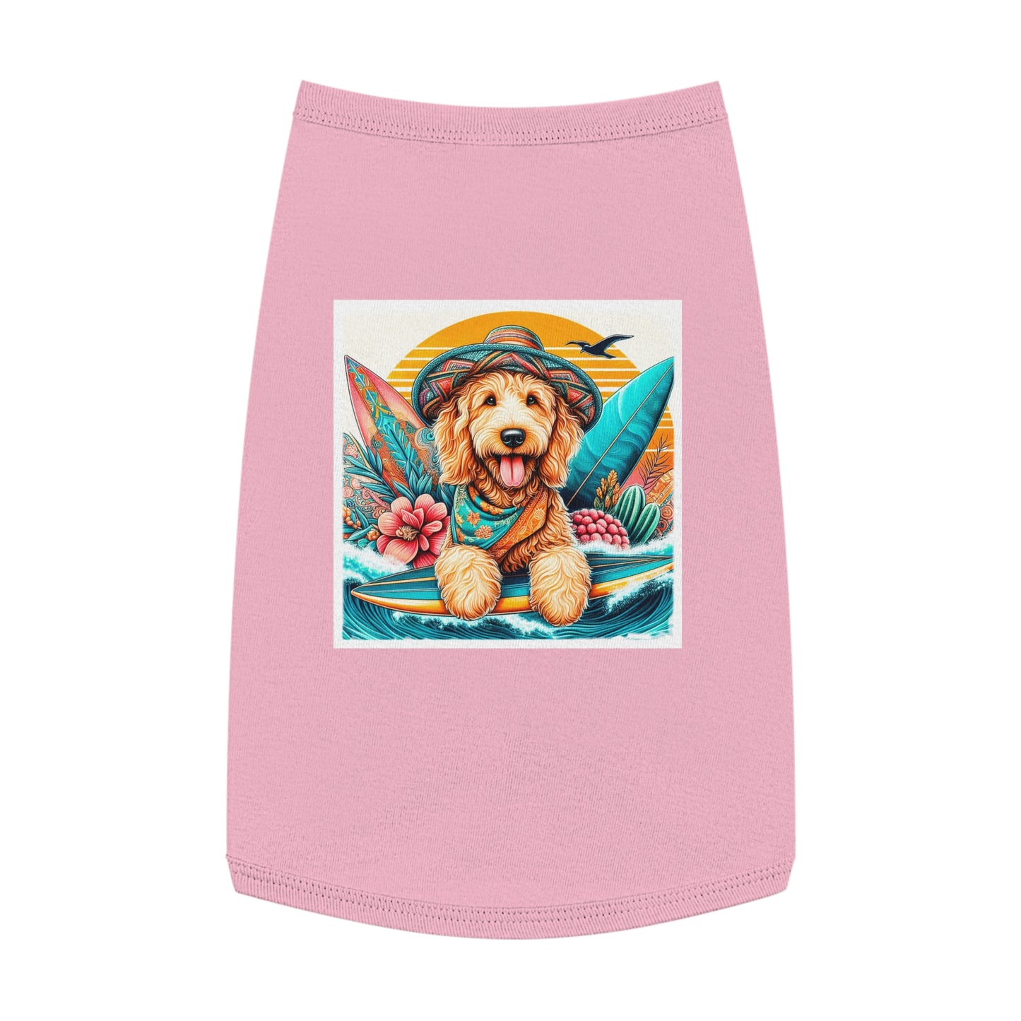 Pet Tank Golden Doodle pretty with flowers shirt Pets Printify L Pink