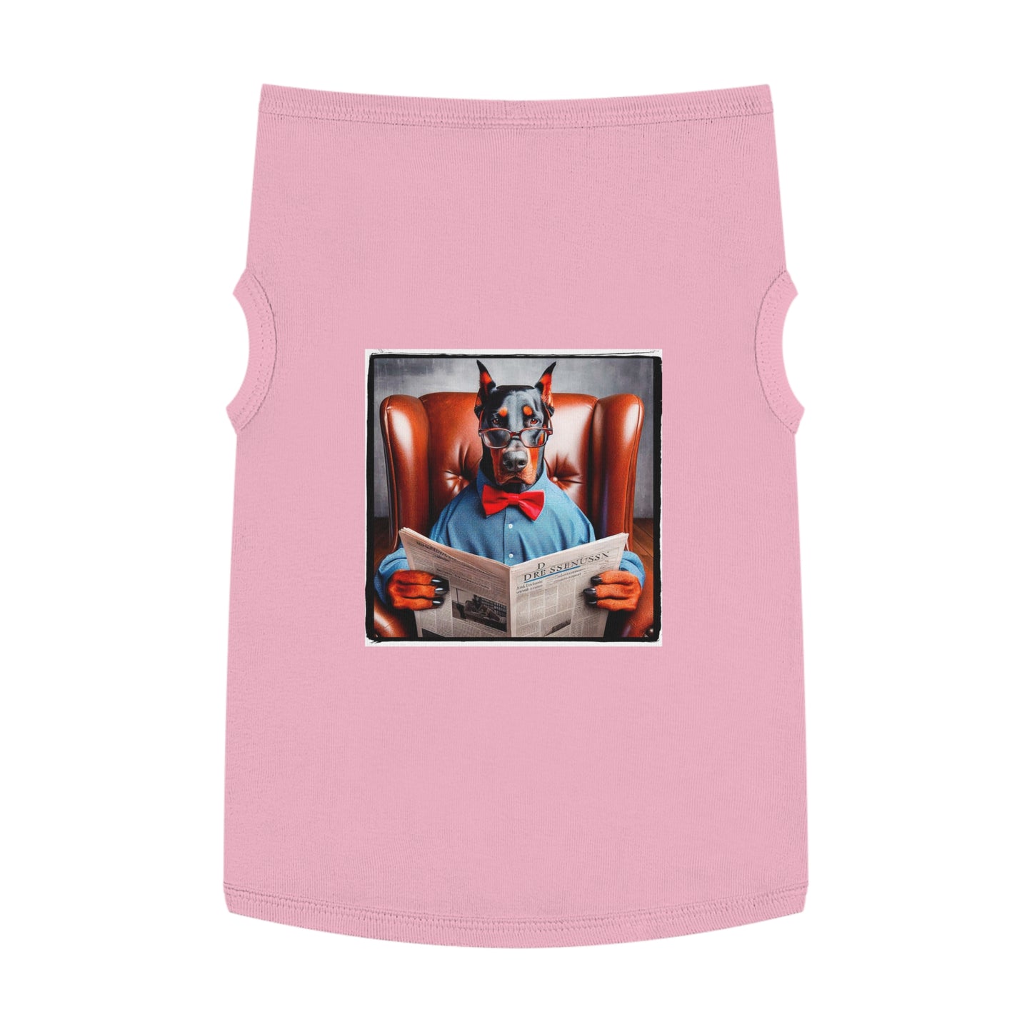 Pet Tank Top Doberman paper reading Pets Printify XL Pink