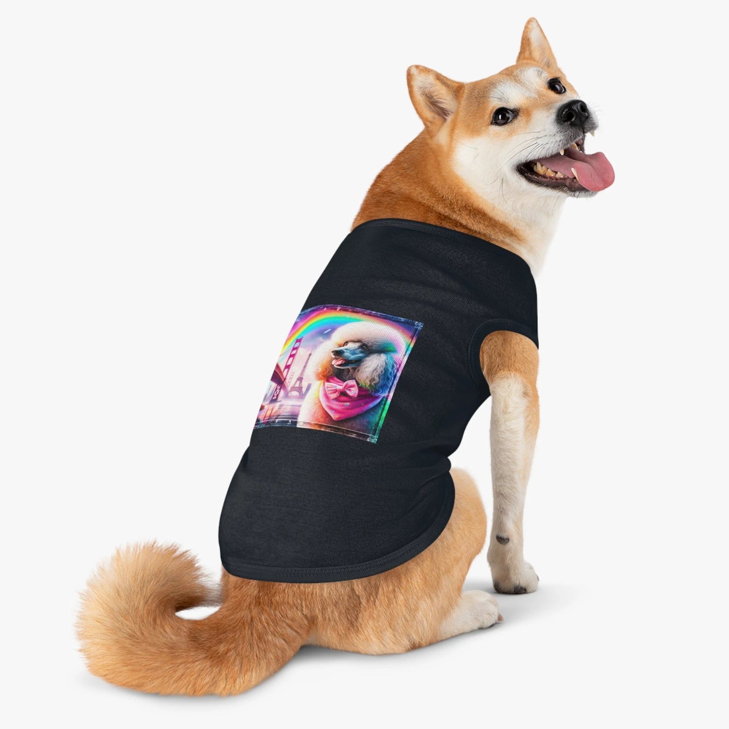Pet Tank Top Poodle pink bridge shirt by Printify
