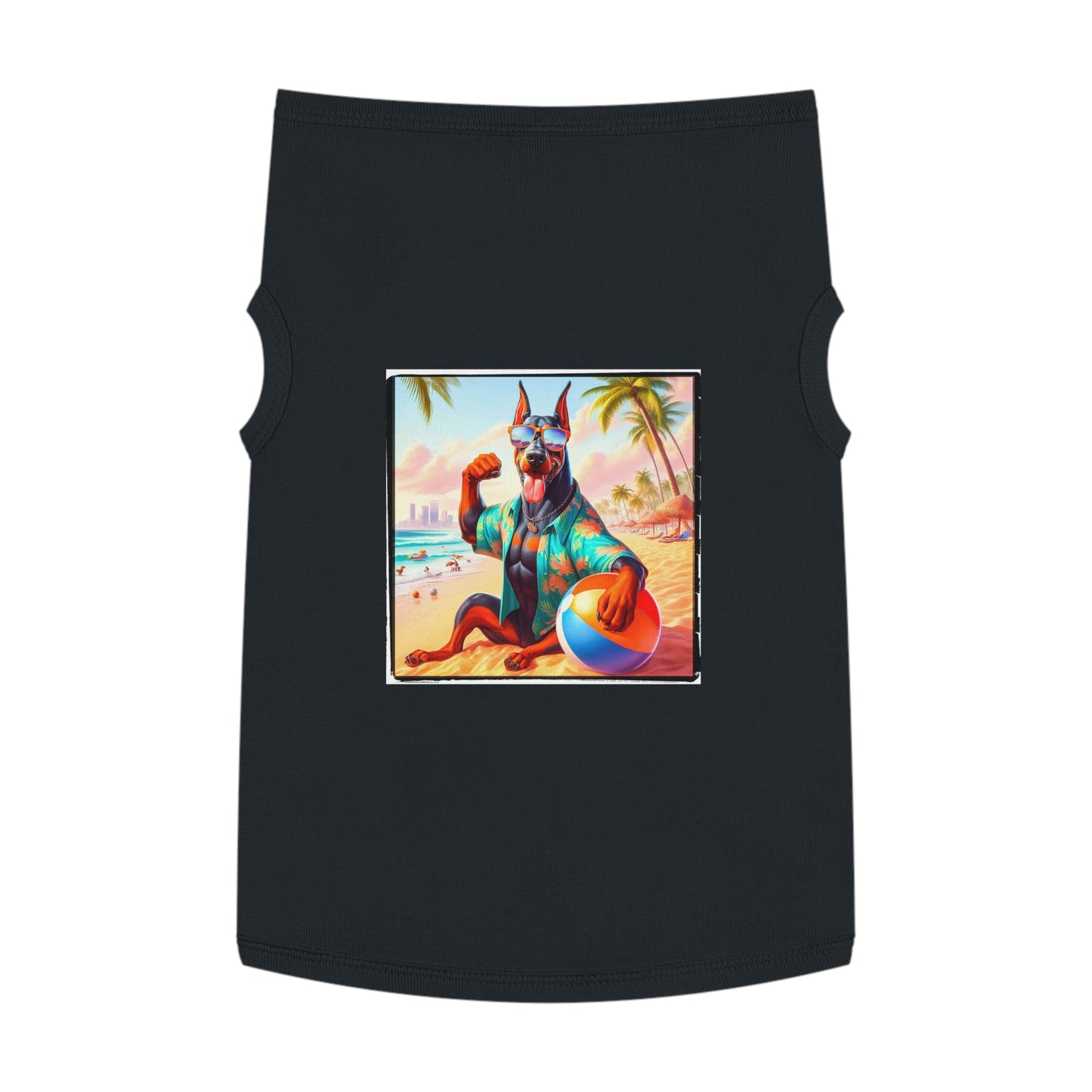 Pet Tank Top Doberman fun in the sun t shirt Pets Printify
