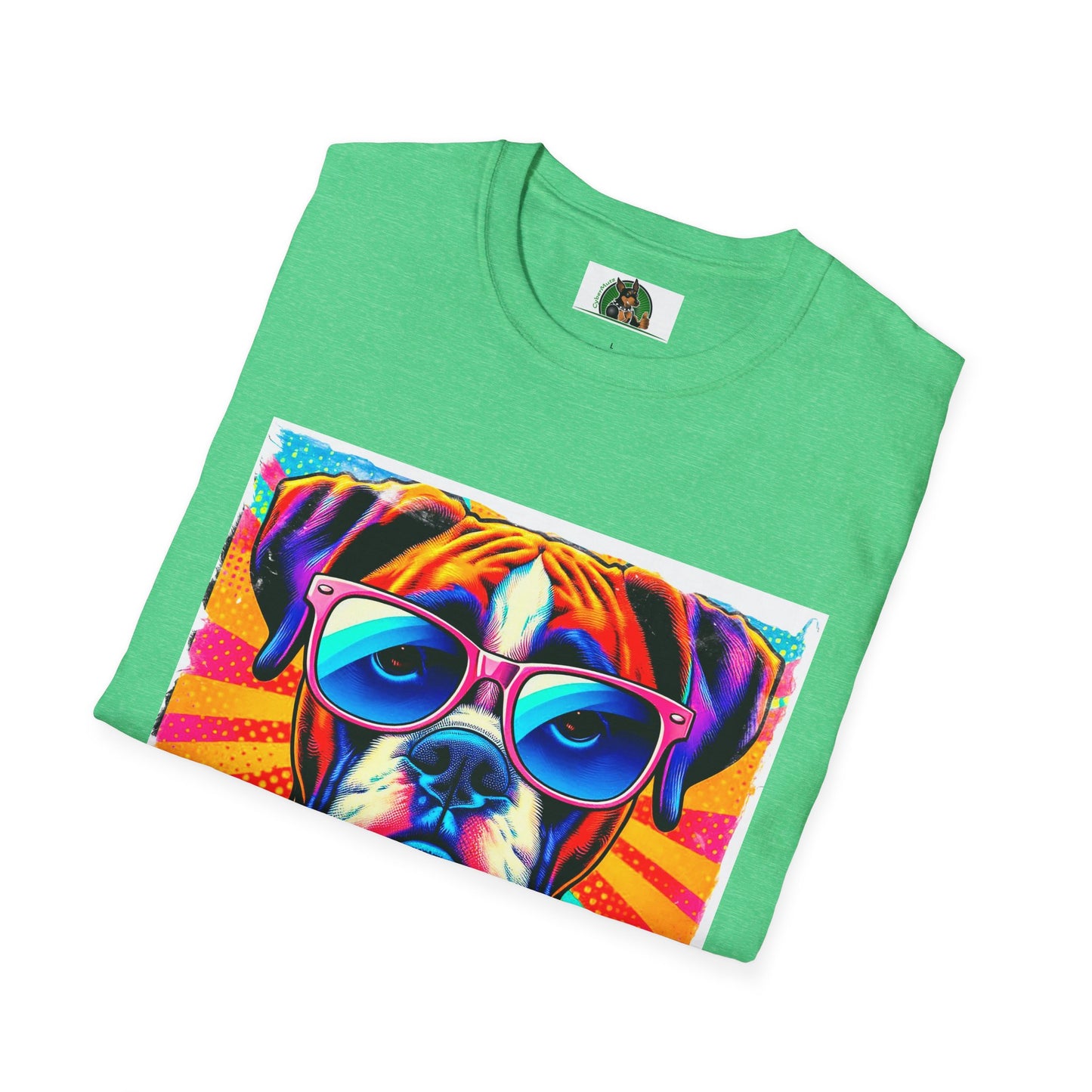 Boxer Pop Art Dog Wearing Glasses T-Shirt T-Shirt Printify