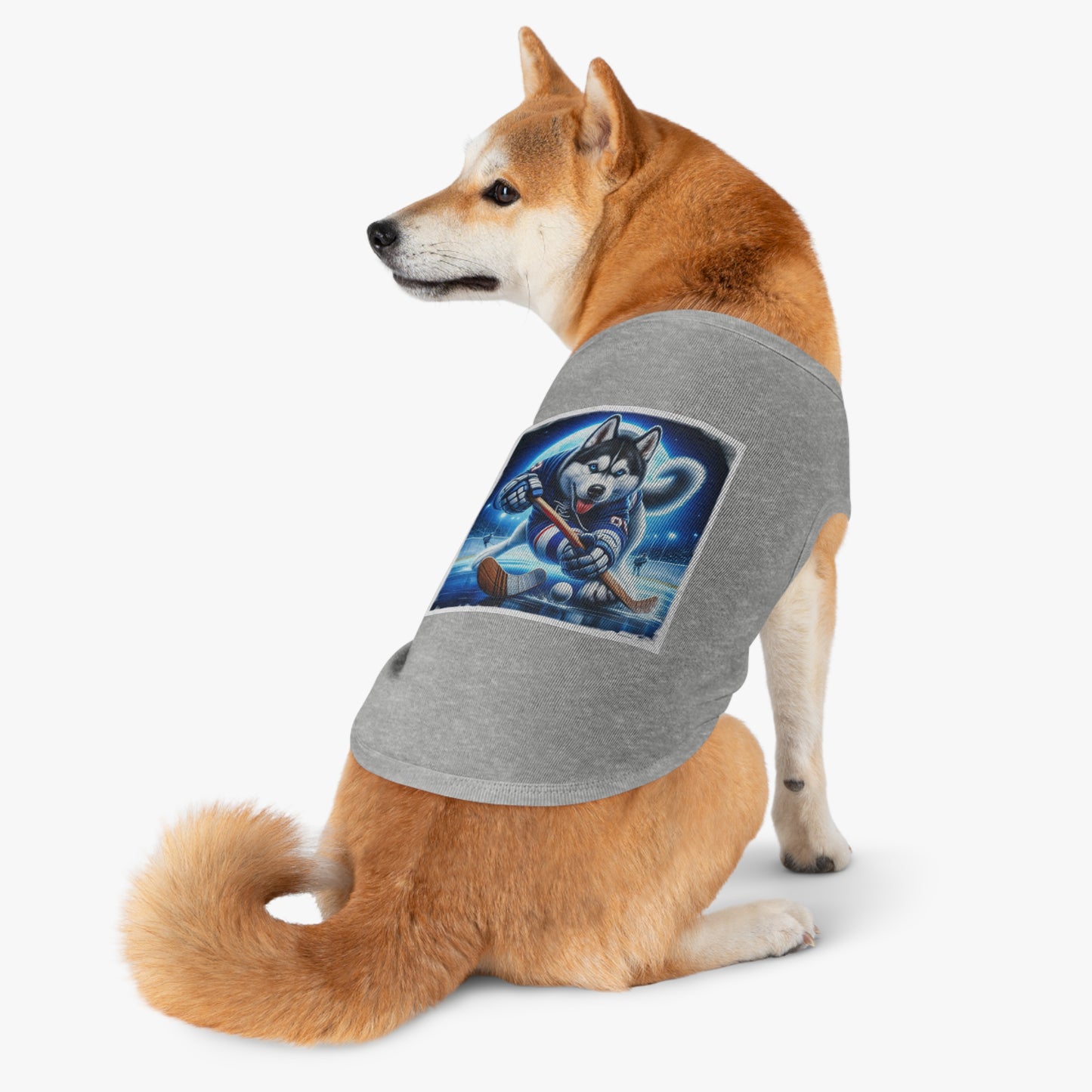 Pet Tank Top Husky hockey player Pets Printify