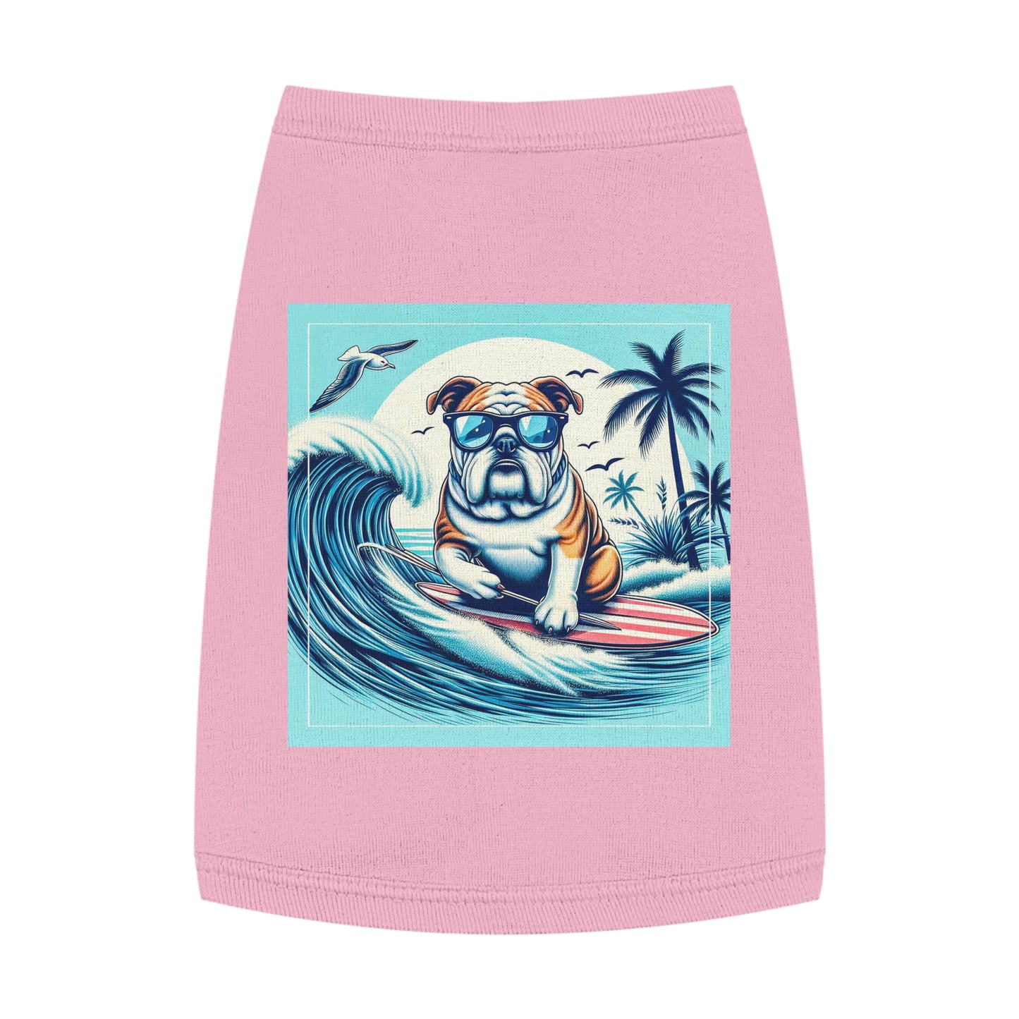 Pet Tank Top Bulldog waves t shirt Pets Printify M Pink