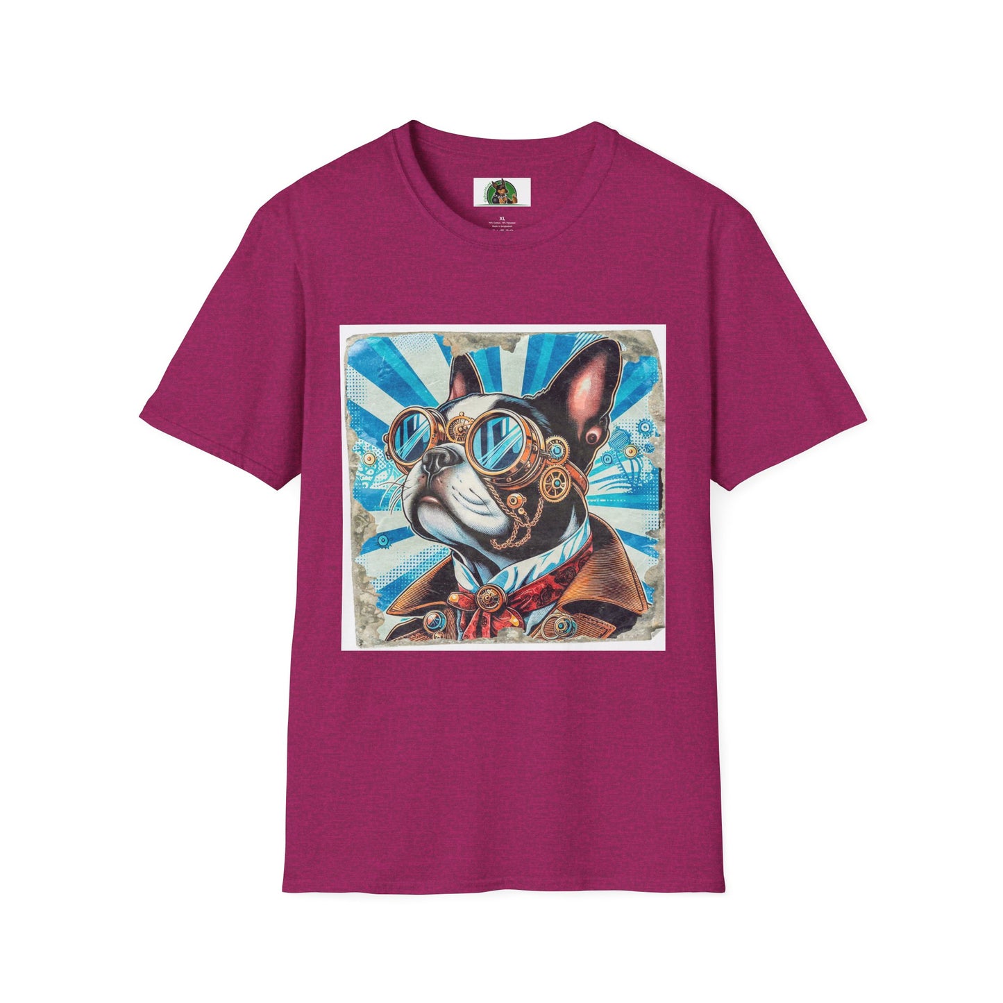 Steampunk Boston Terrier T-Shirt T-Shirt Printify S Antique Heliconia