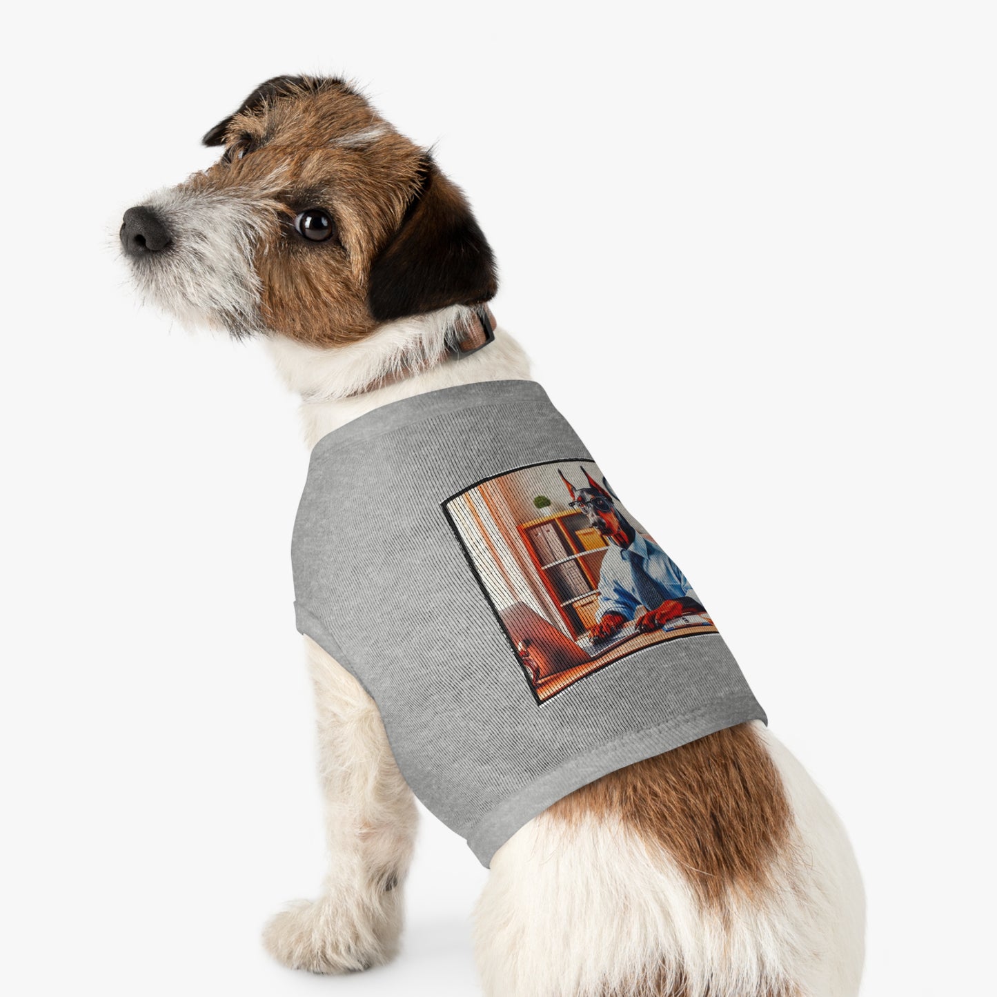 Pet Tank Top Doberman working man t shirt Pets Printify