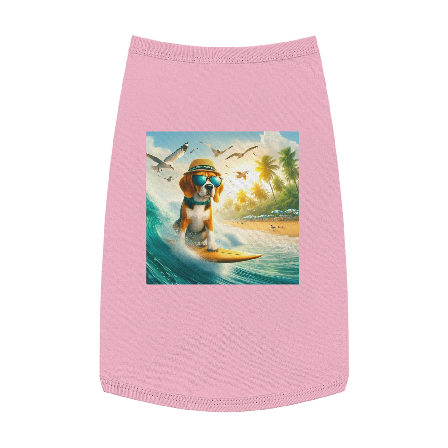 Pet Tank Top Beagle Surfer Dog Pets Printify L Pink