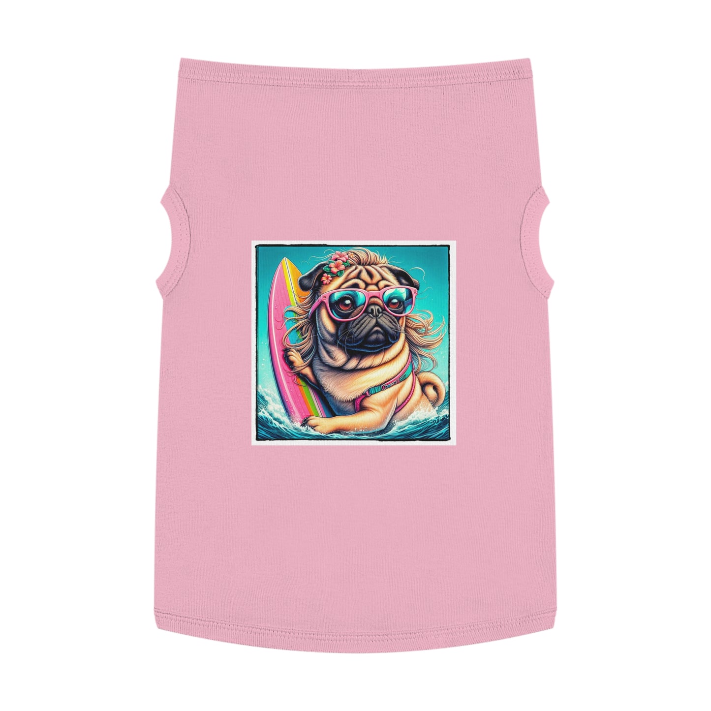 Pet Tank Top Pug surfer puppy Pets Printify XL Pink