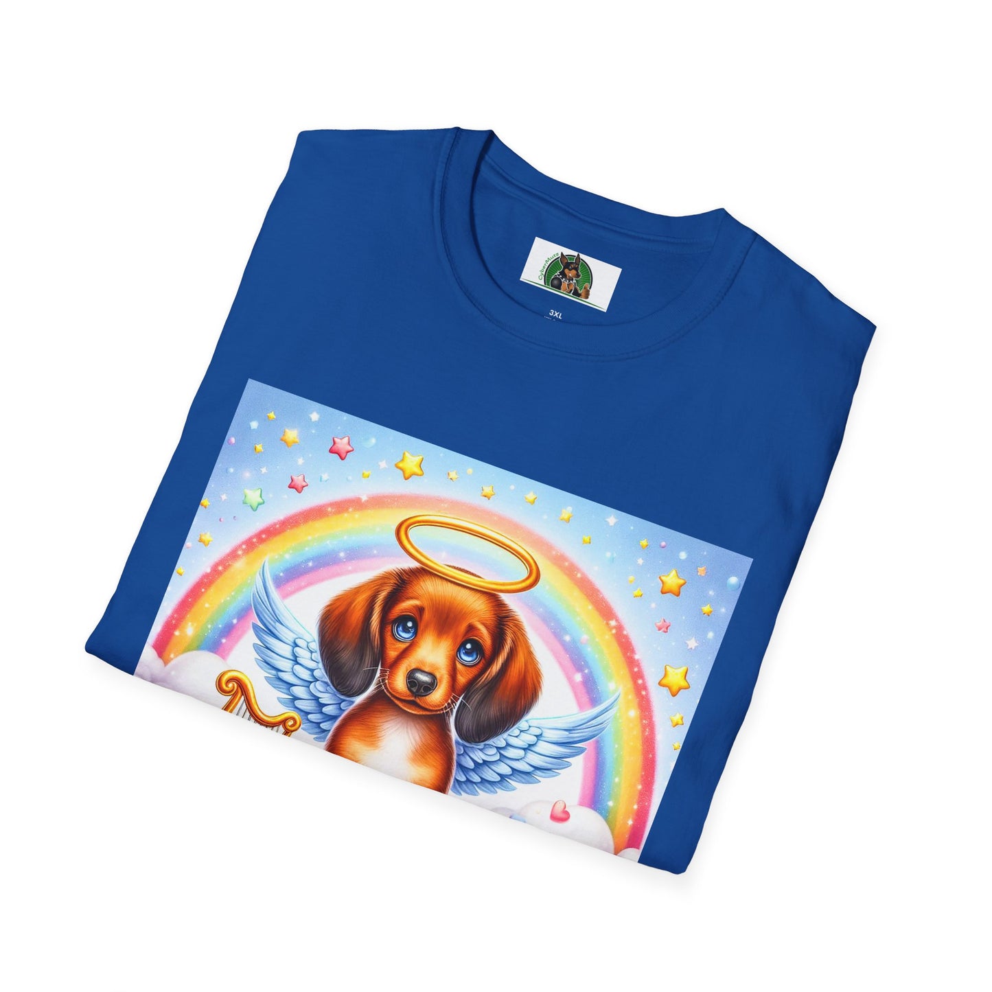 Dachshund glowing angel t shirt T-Shirt Printify