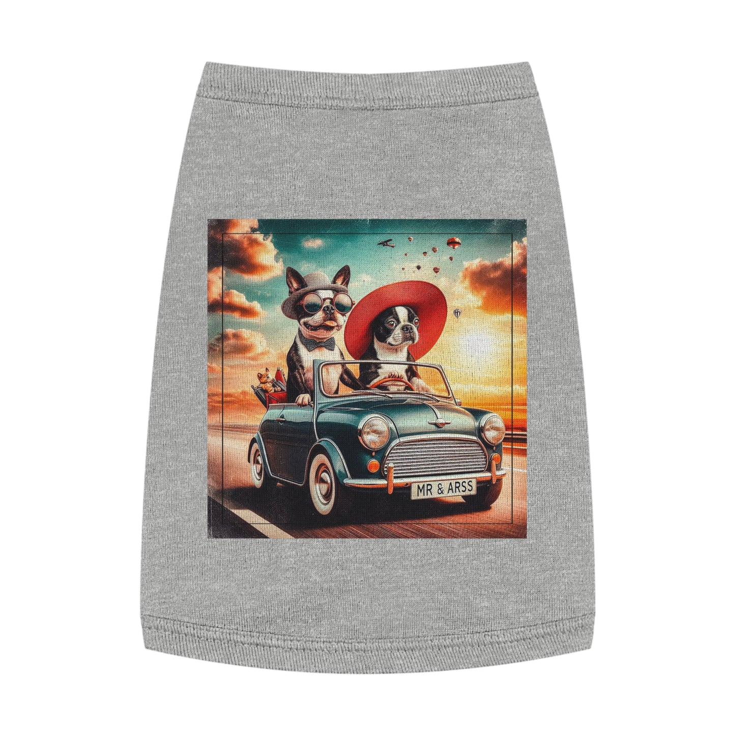 Wacky Boston Terrier Dog Driving in Car Tank Top For Pet Pets Printify M Heather