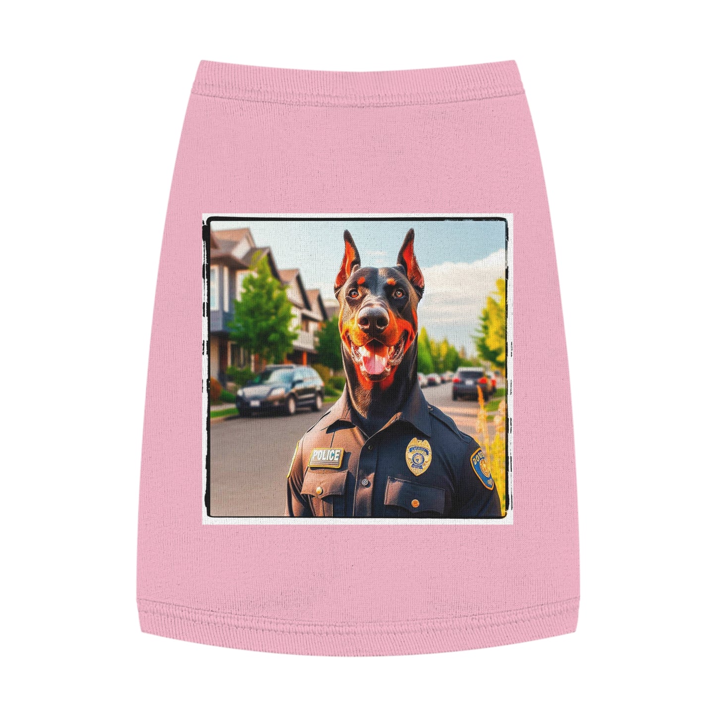 Pet Tank Top Doberman neighborhood police watch t shirt Pets Printify M Pink