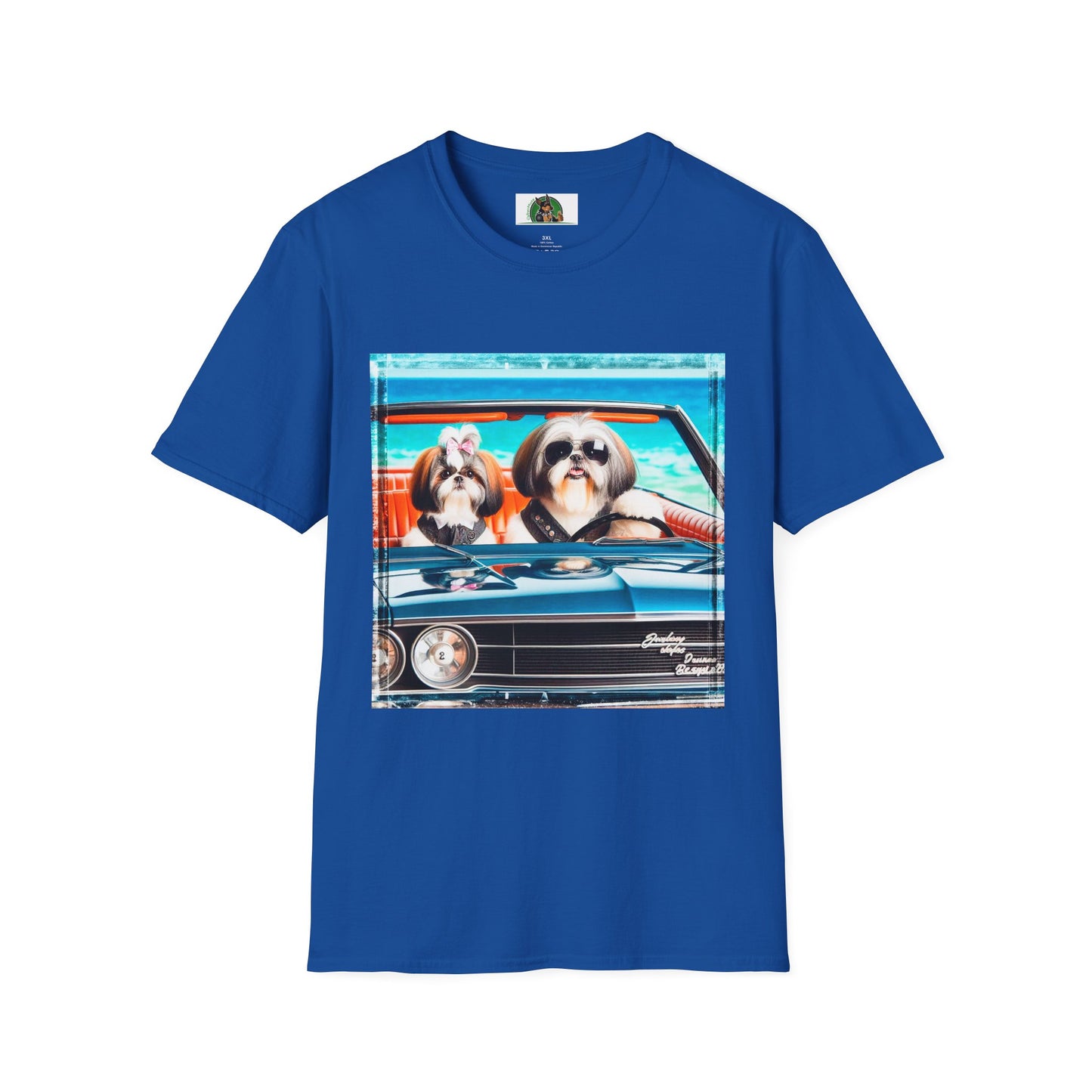 Wacky Shih Tzu couple driving T-Shirt Printify XS Royal