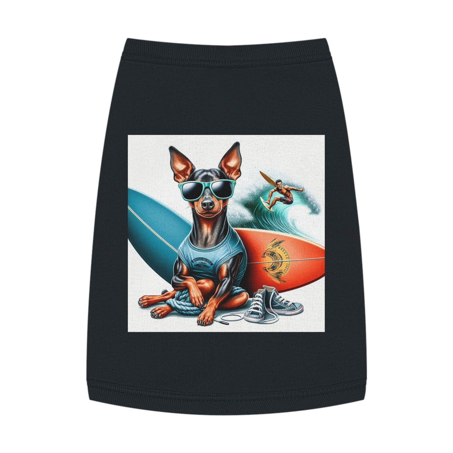 Min Pin Tank Tops surfs up Pets Printify M Black