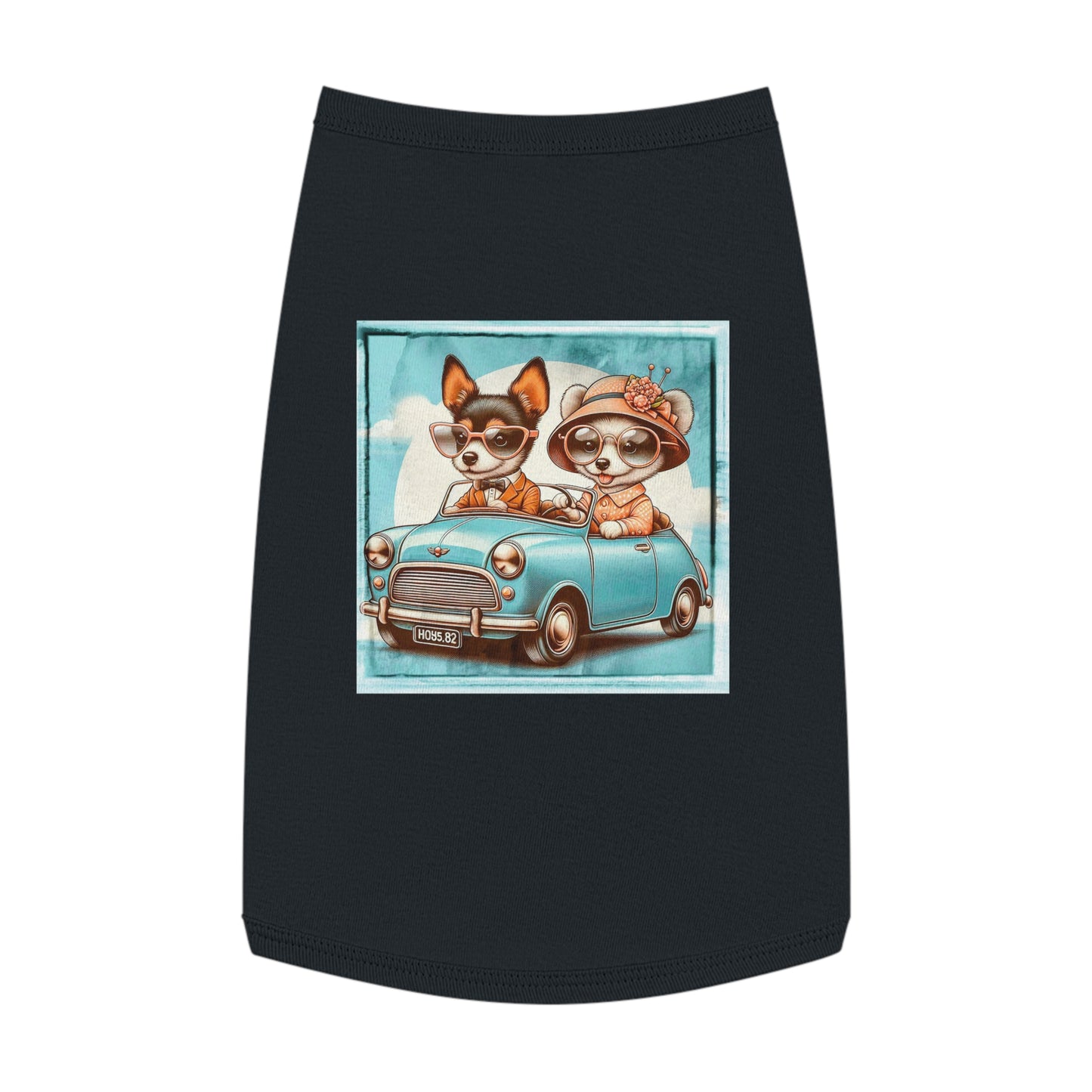 Wacky Pet Tank Top Rat Terrier couple driving Pets Printify L Black