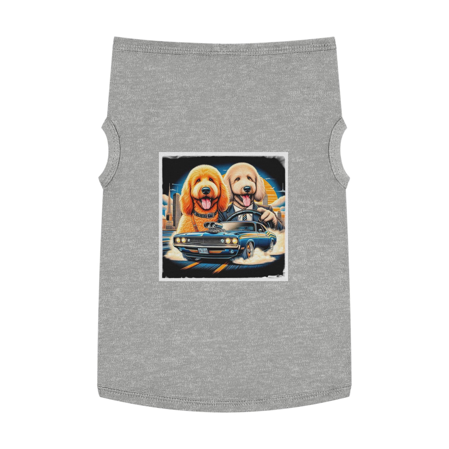 Pet Tank Golden Doodle driving fun t shirt Pets Printify XL Heather