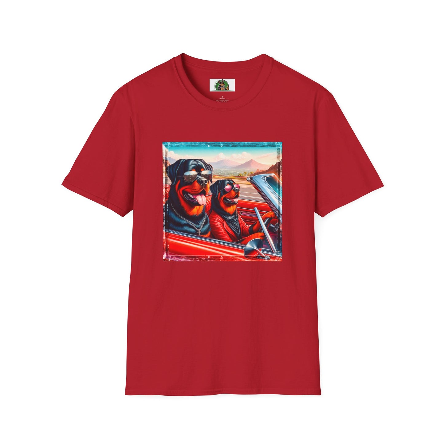 Wacky Rottweiler driving friends shirt T-Shirt Printify S Cherry Red