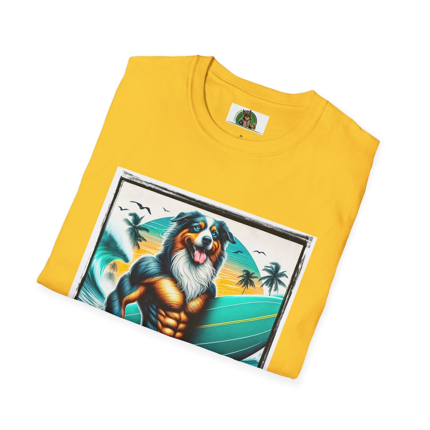 Australian Shepherd Turquoise Surf Board Beach Dog