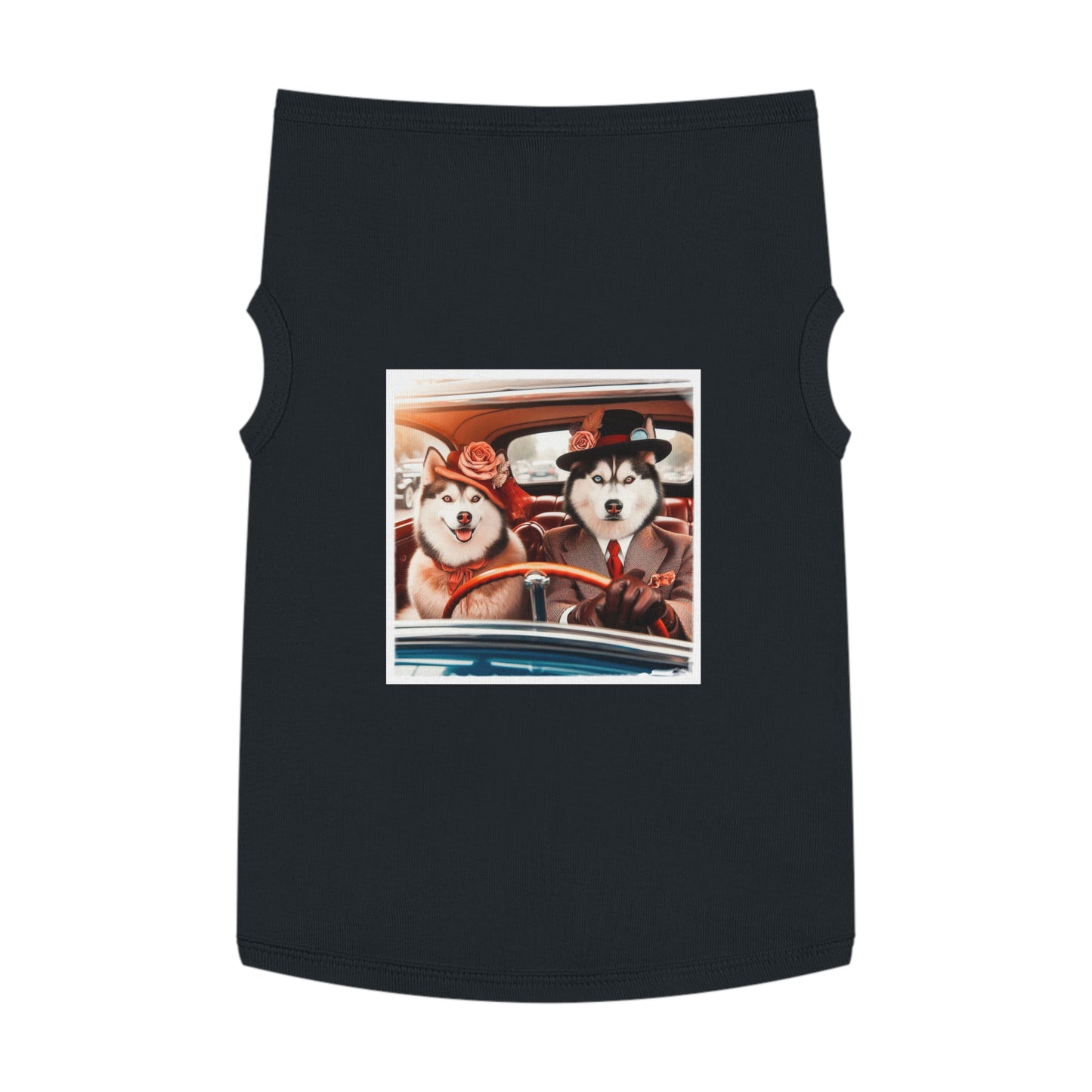 Pet Tank Top Husky couple driving Pets Printify XL Black