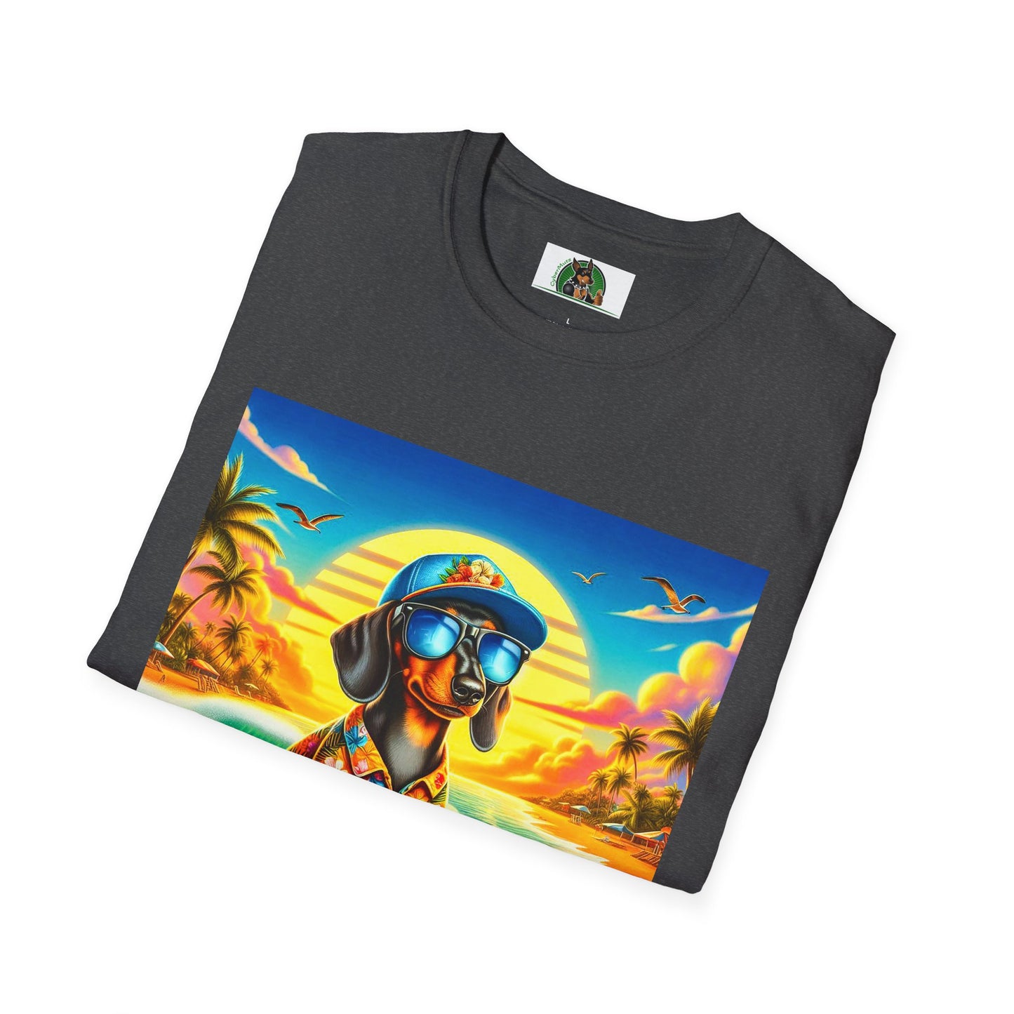 Dachshund crashing waves t shirt T-Shirt Printify