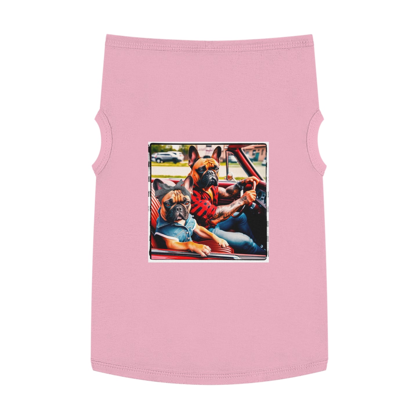 Pet Tank Top French Bulldog family driving t shirt Pets Printify XL Pink