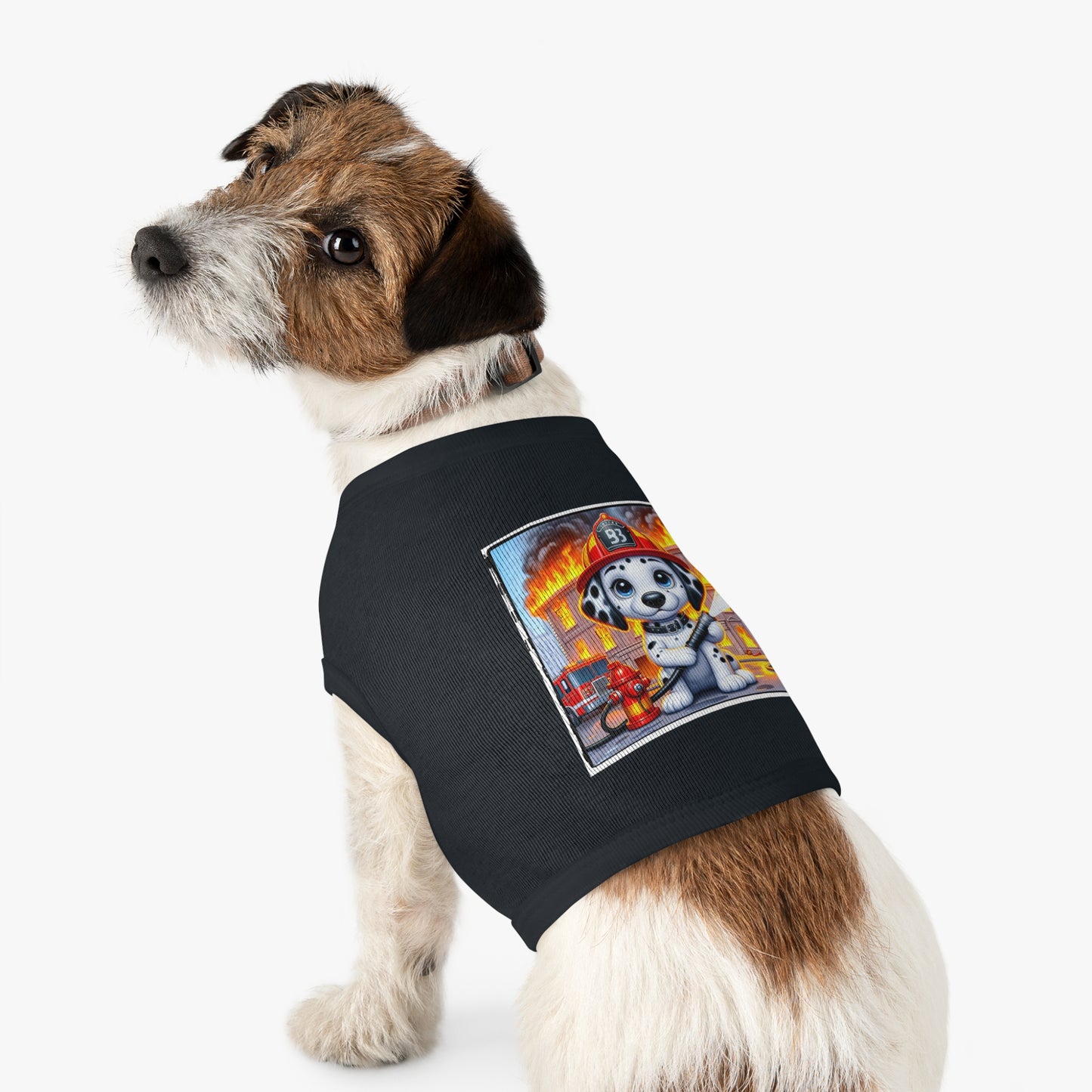 Pet Tank Top Dalmatian small fireman t shirt Pets Printify