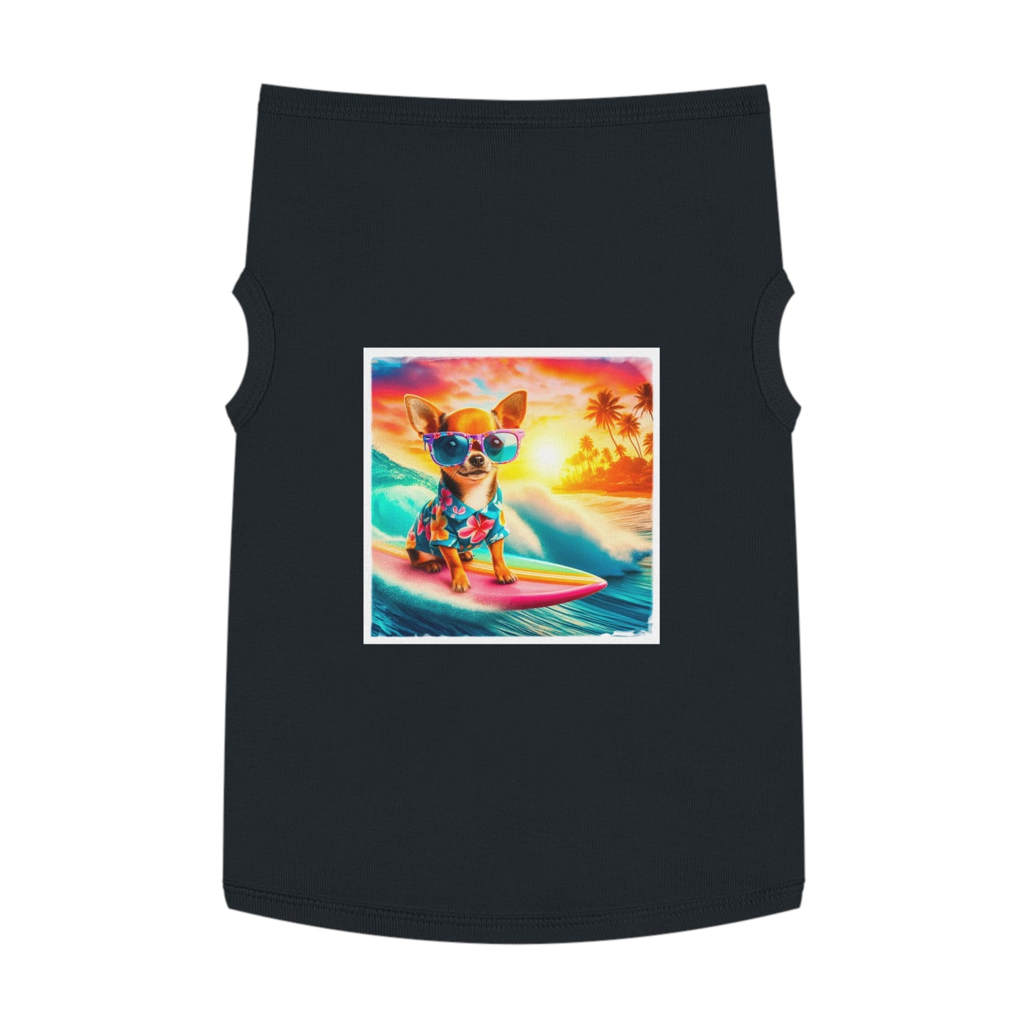 Pet Tank Top Chihuahua colorful waves t shirt Pets Printify