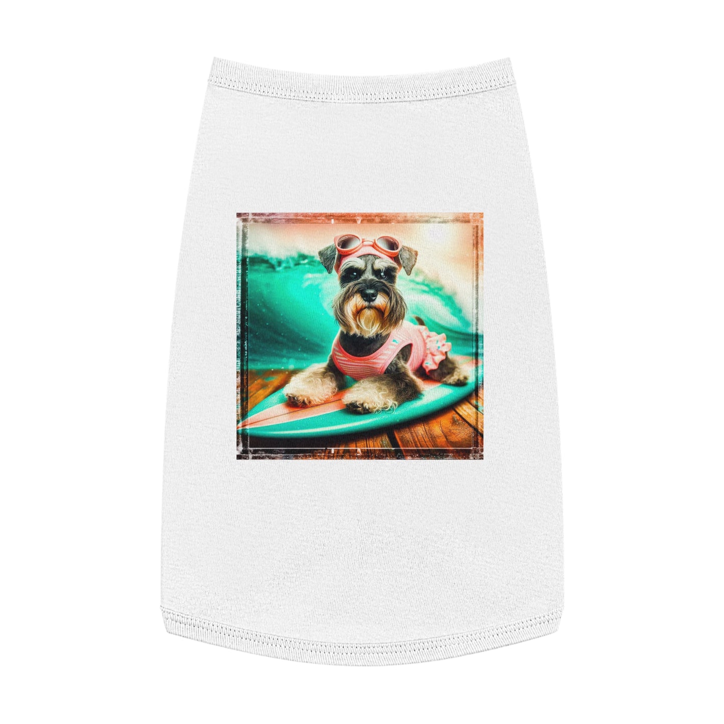 Pet Tank Top Miniature Schnauzer princess surfer Pets Printify L White