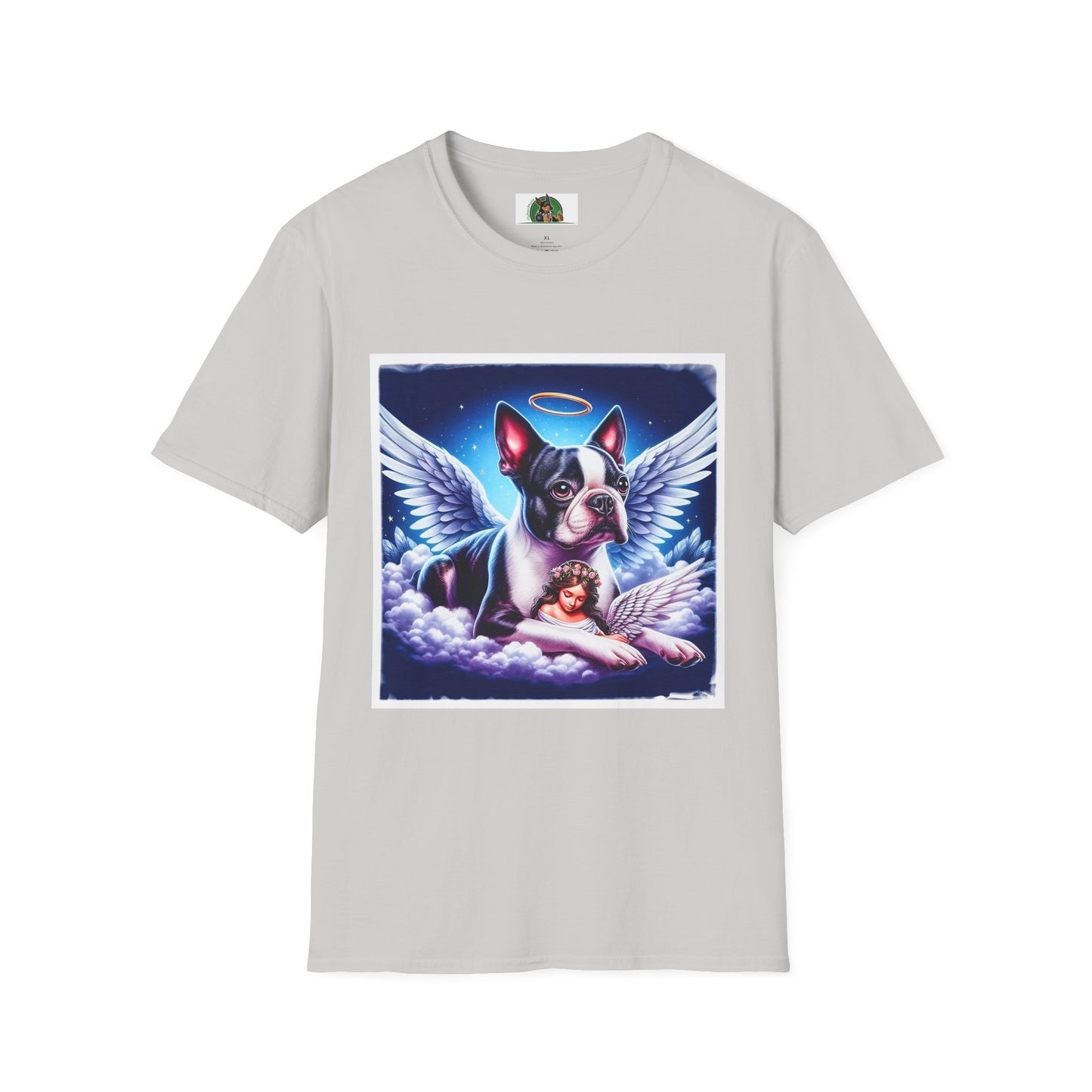 Boston Terrier Angel And Girl Shirt T-Shirt Printify S Ice Grey