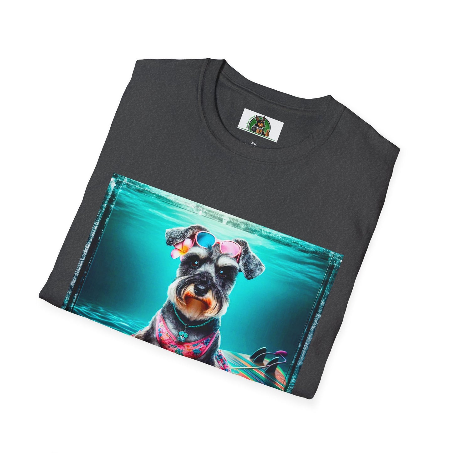 Miniature Schnauzer puppy surfing T-Shirt Printify
