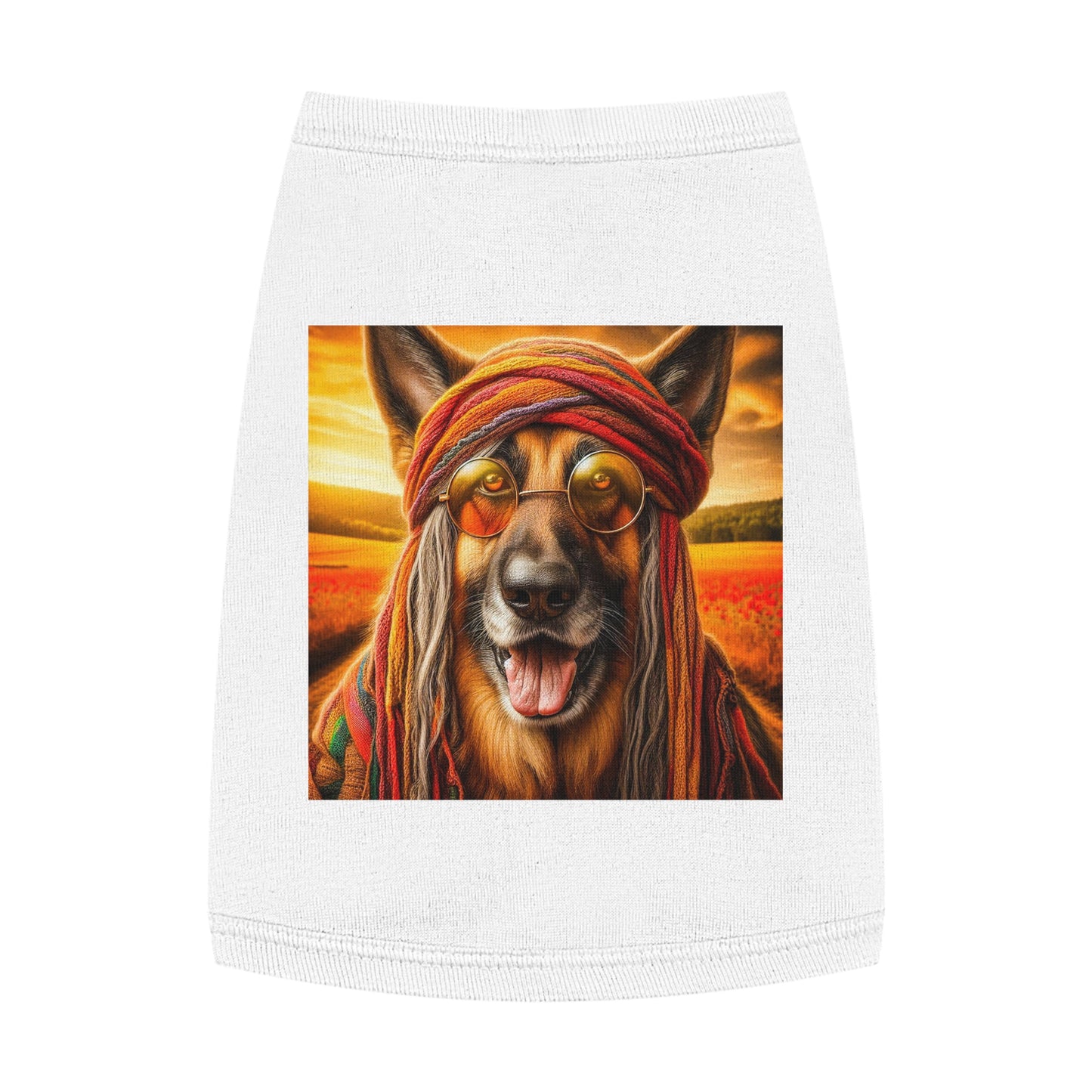 German Shepherd old hippie shirt Pets Printify M White