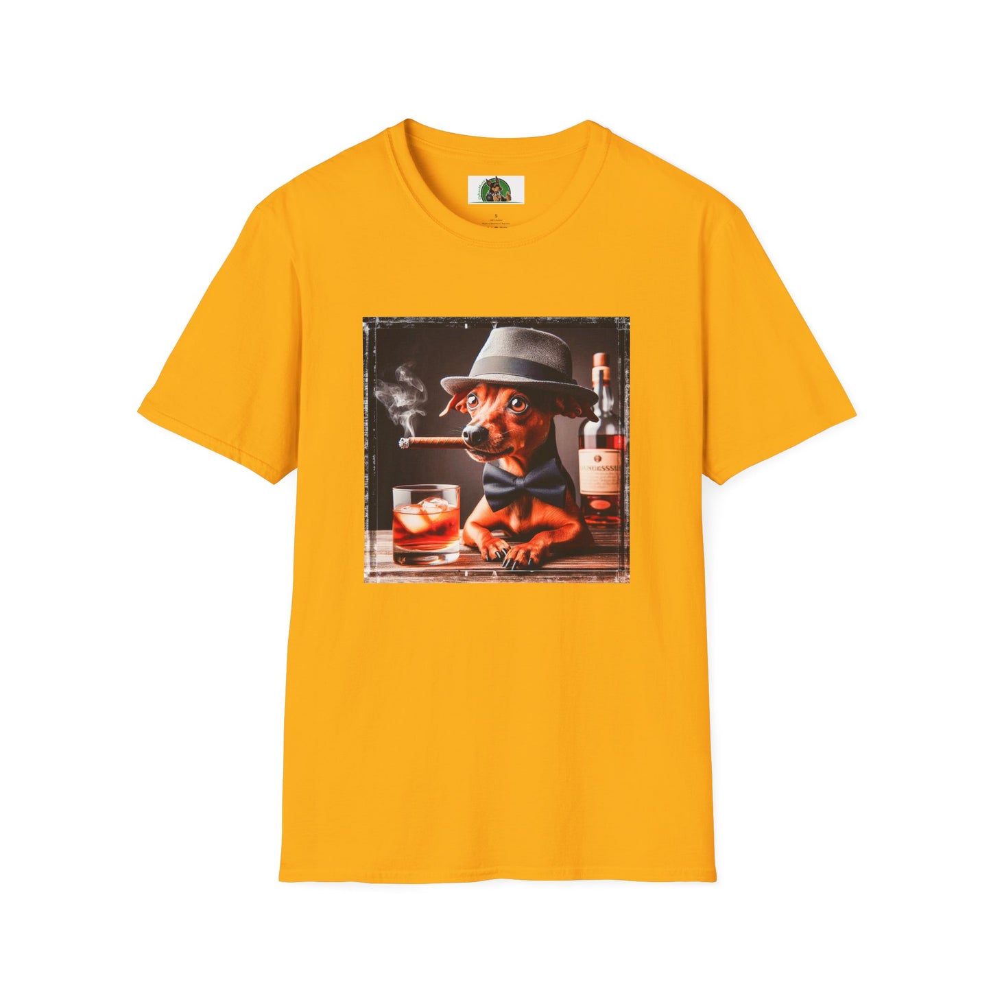Min Pin T-Shirt cigars and whiskey T-Shirt Printify S Gold