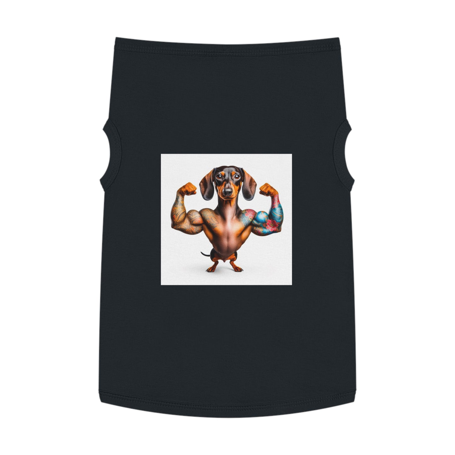 Pet Tank Top Dachshund muscle man t shirt Pets Printify