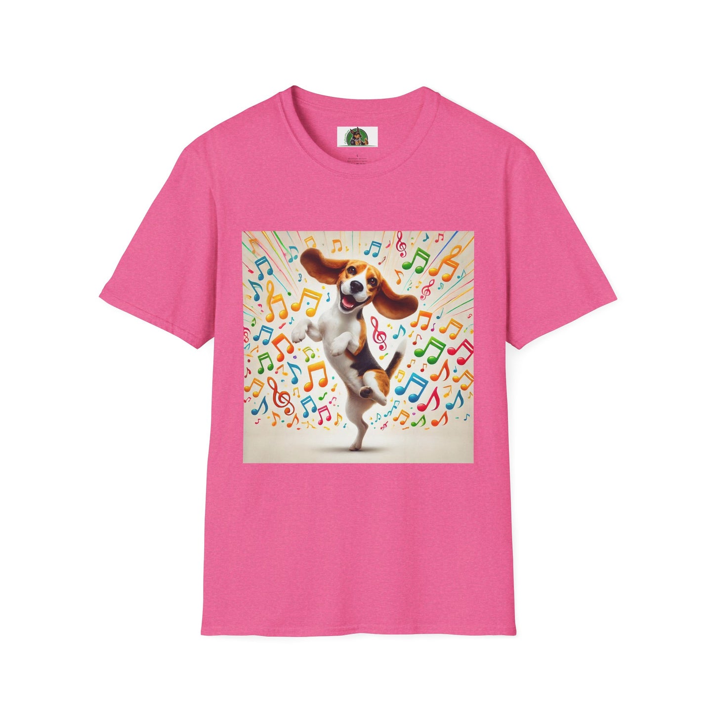 Beagle Dancing T-Shirt - Unisex Softstyle Tee T-Shirt Printify S Heather Heliconia