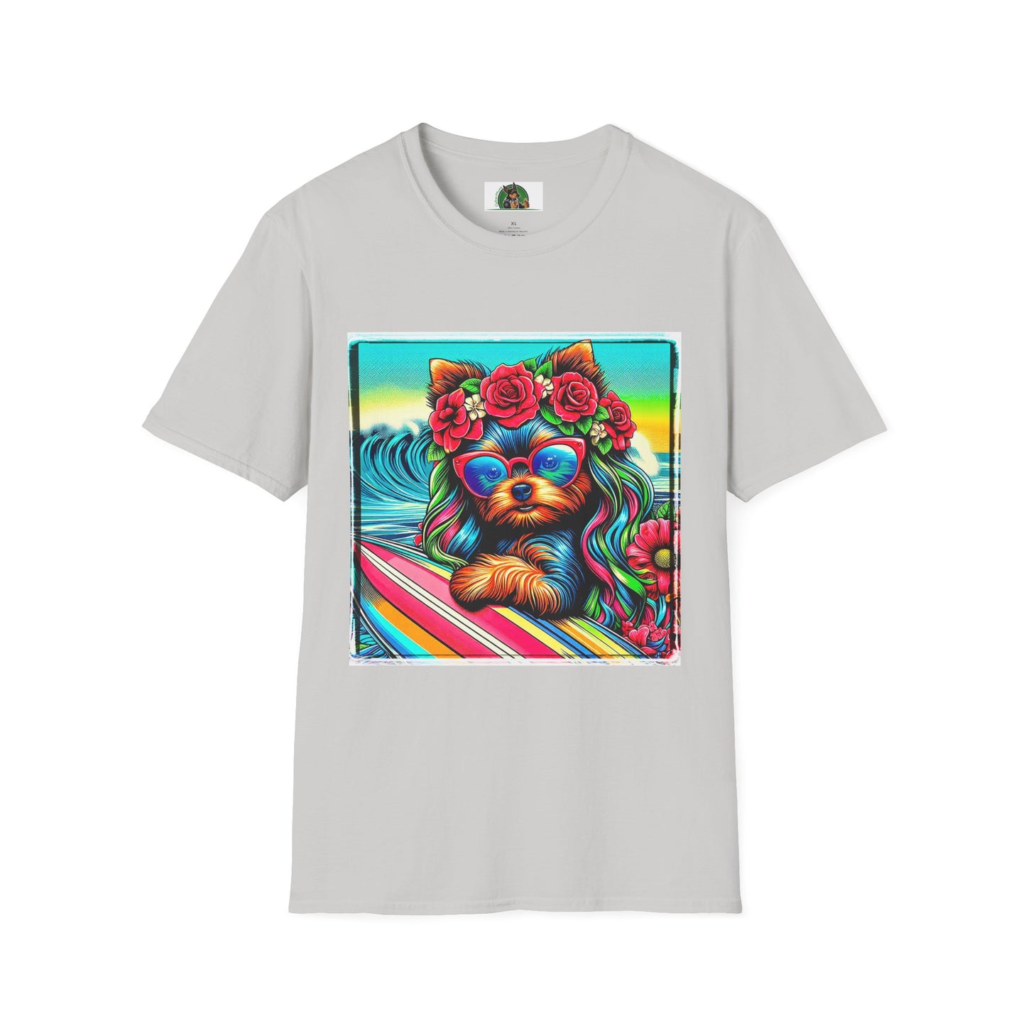 Yorkie flower girl shirt T-Shirt Printify S Ice Grey